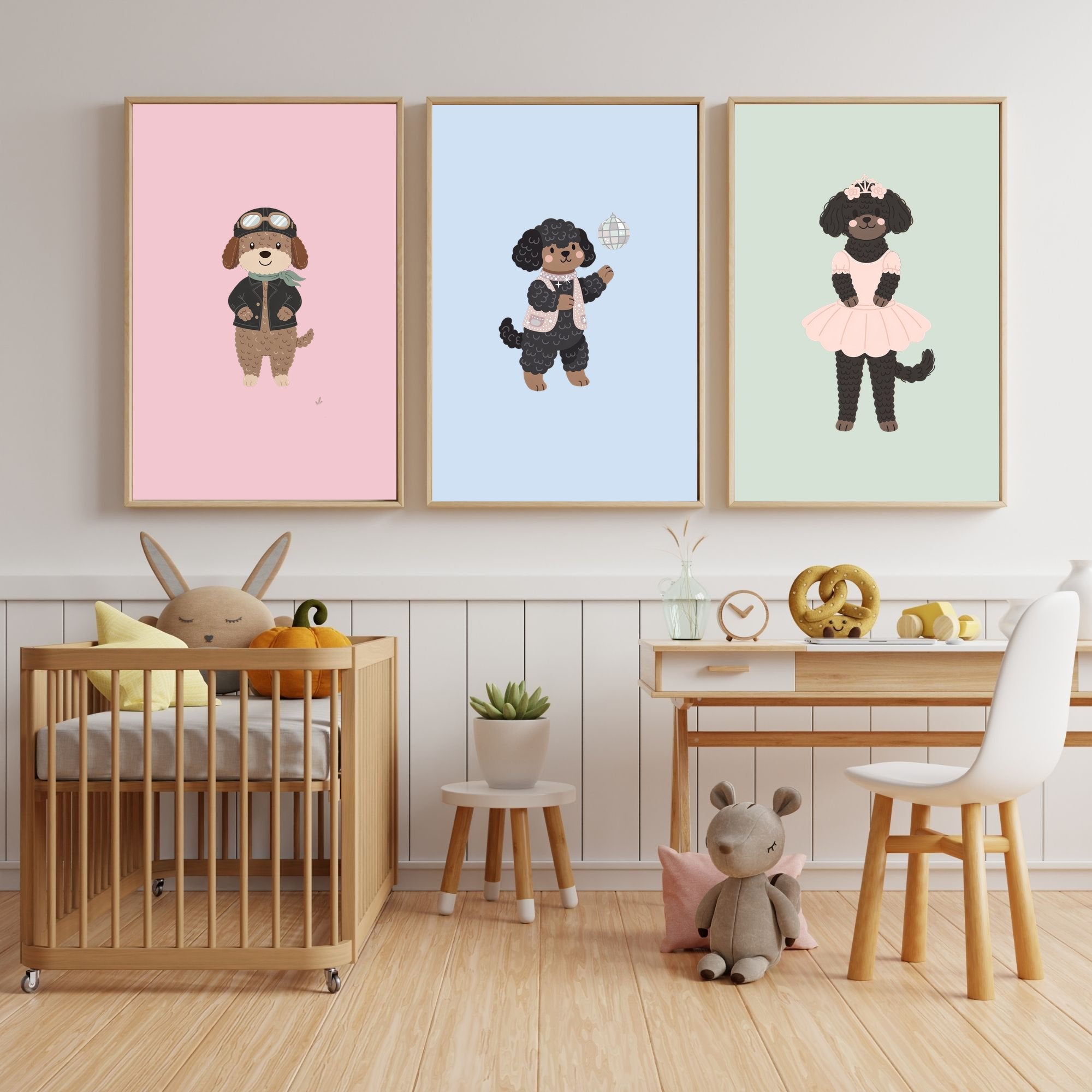 Spanish Water Dog Kids Nursery Wall Art Print Bundle — 22 Dog Costume Designs, 5 Colours, 6 Print Sizes | Digital Download