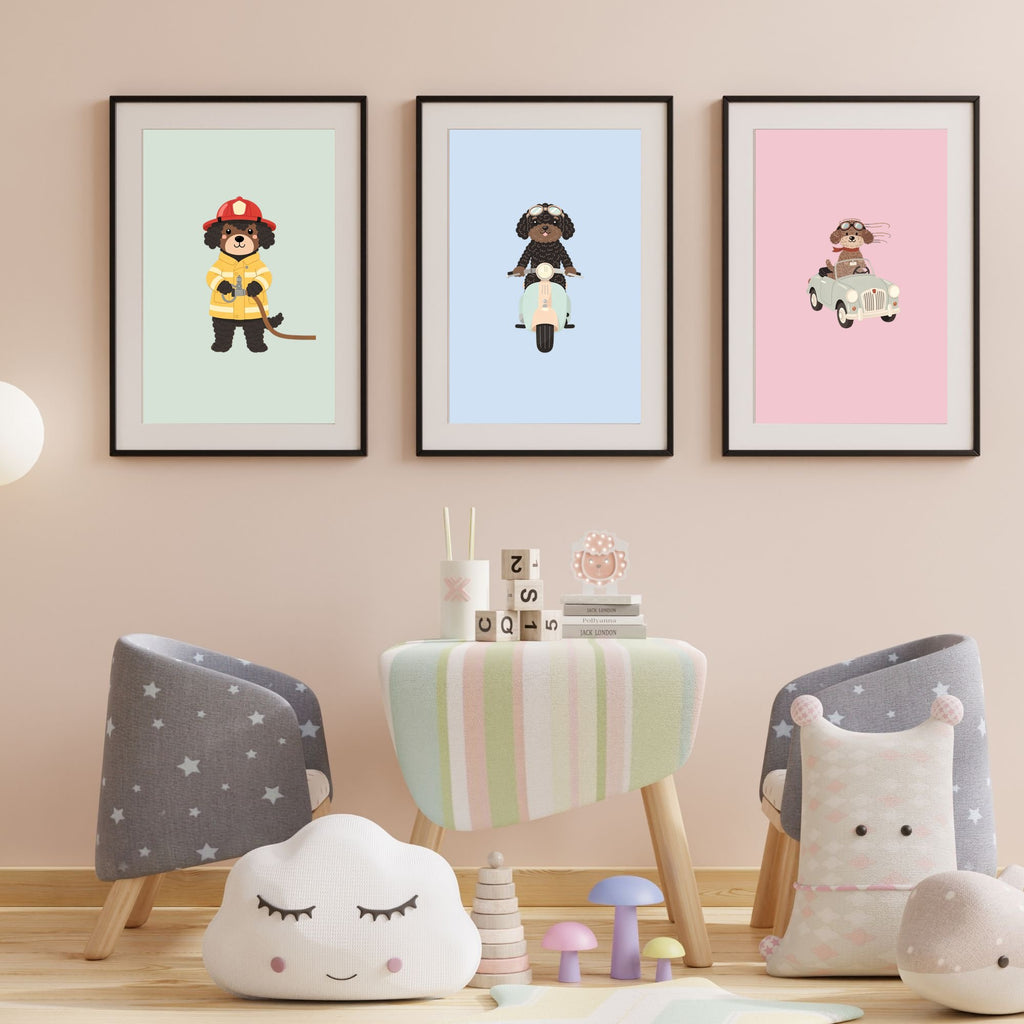 Spanish Water Dog Kids Nursery Wall Art Print Bundle — 22 Dog Costume Designs, 5 Colours, 6 Print Sizes | Digital Download