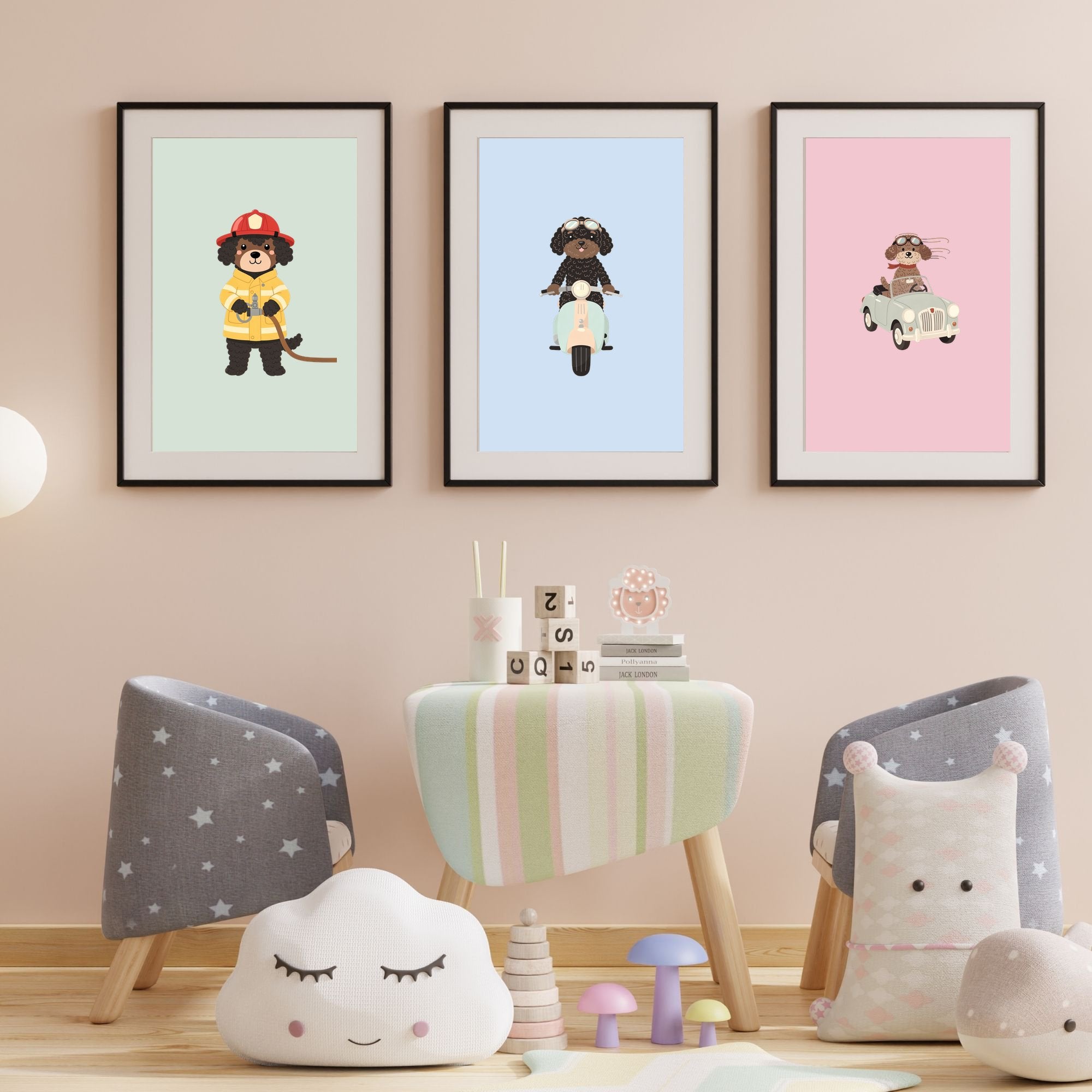 Spanish Water Dog Kids Nursery Wall Art Print Bundle — 22 Dog Costume Designs, 5 Colours, 6 Print Sizes | Digital Download
