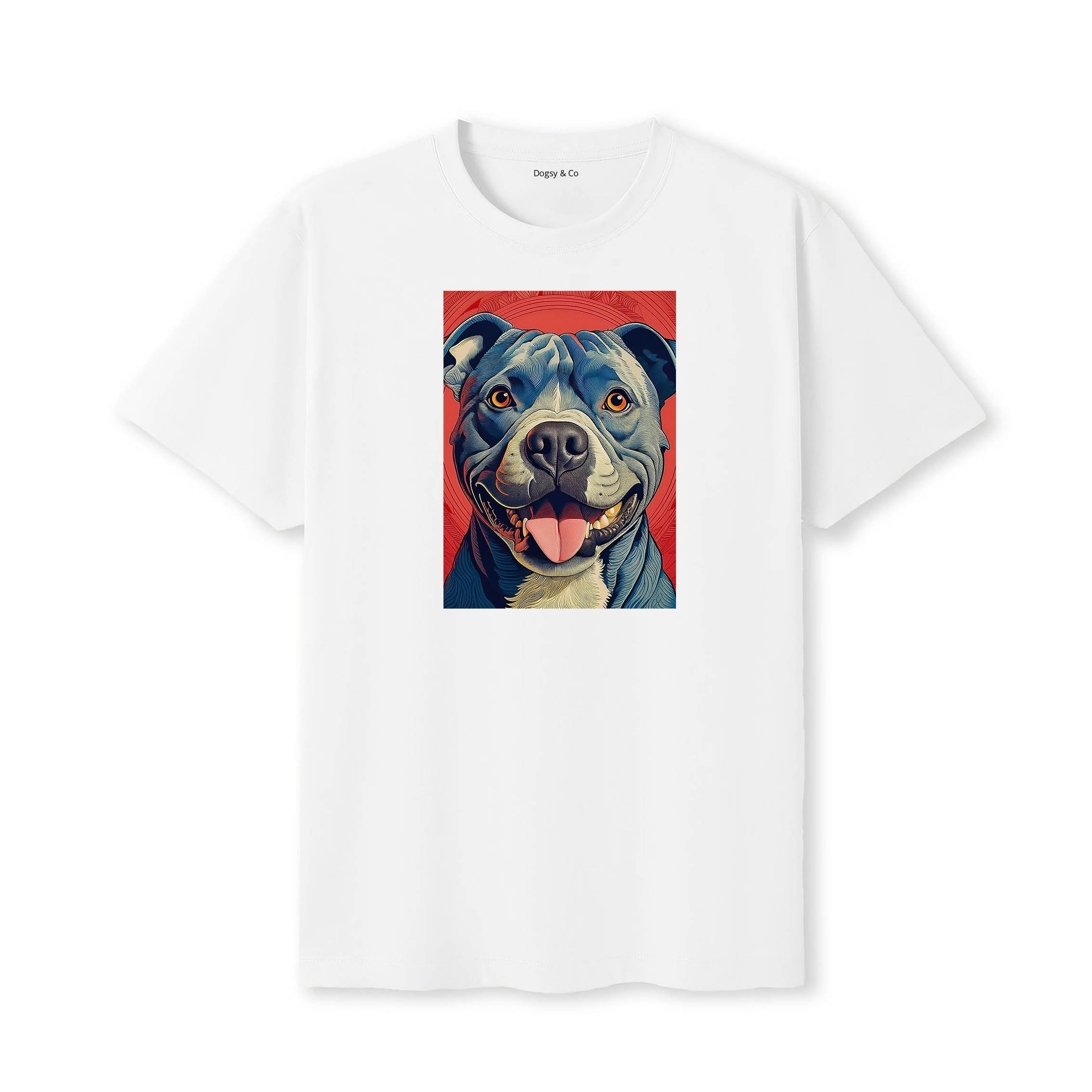 Staffordshire Bull Terrier Hokusai Dog Portrait T-Shirt V1 White