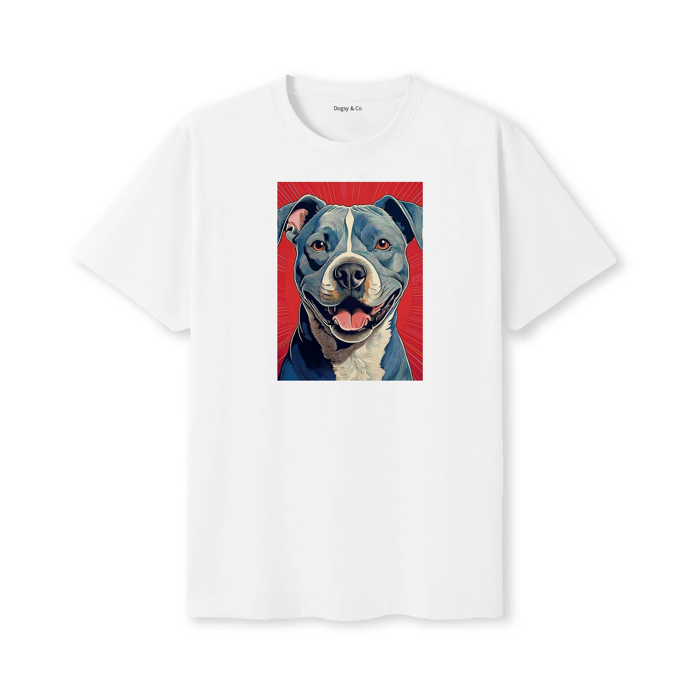 Staffordshire Bull Terrier Hokusai Dog Portrait T-Shirt V2 White