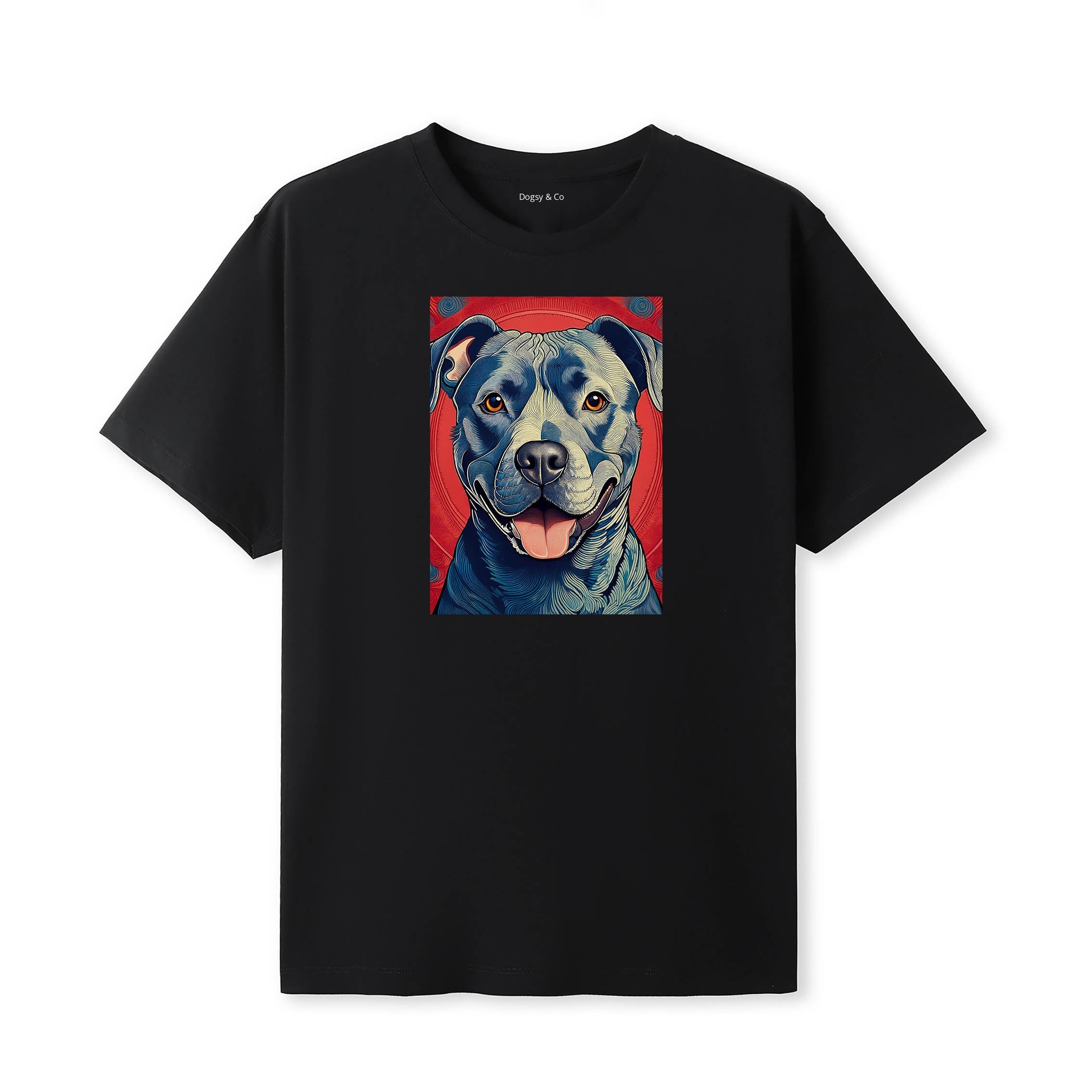 Staffordshire Bull Terrier Hokusai Dog Portrait T-Shirt V4 Black