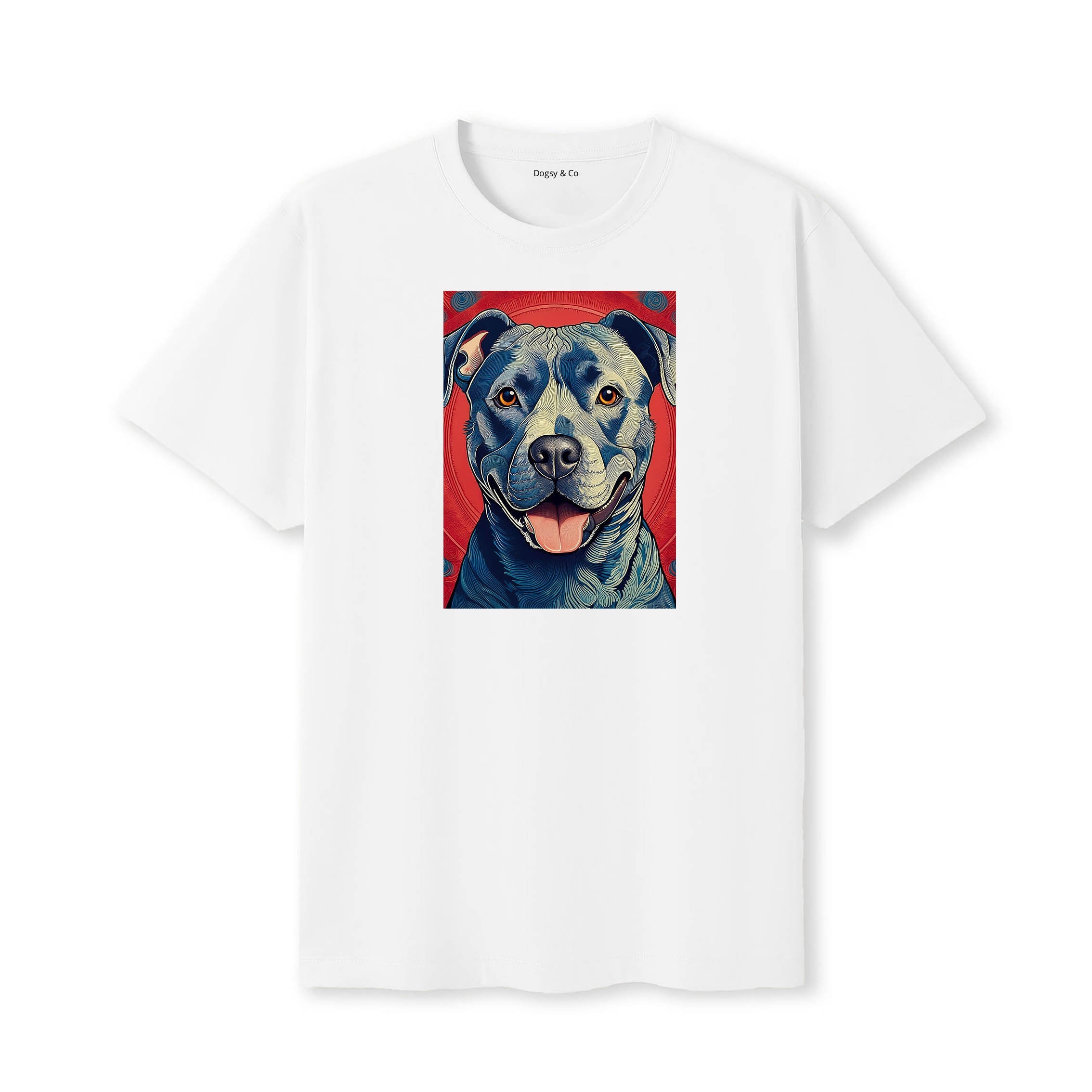 Staffordshire Bull Terrier Hokusai Dog Portrait T-Shirt V4 White