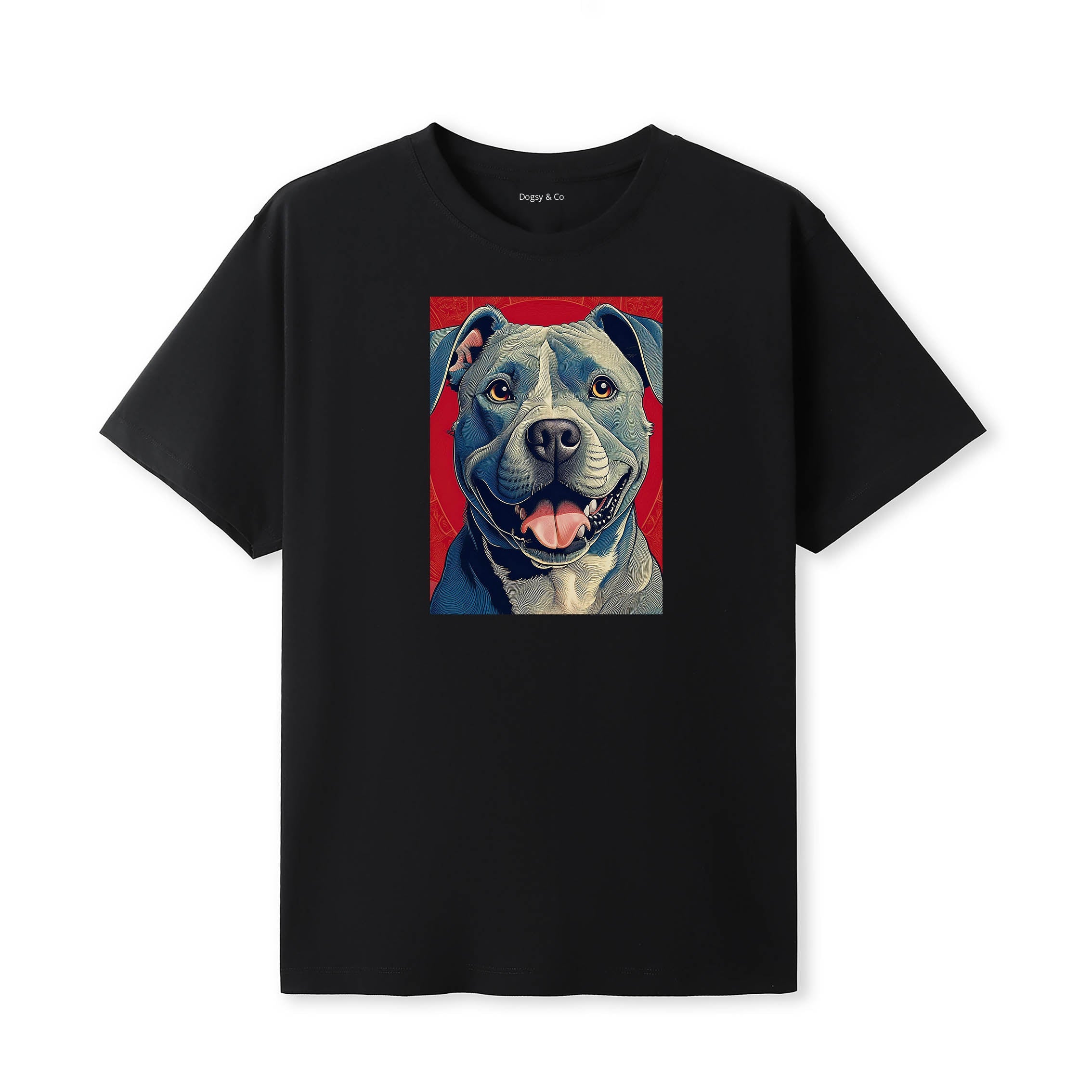 Staffordshire Bull Terrier Hokusai Dog Portrait T-Shirt V6 Black