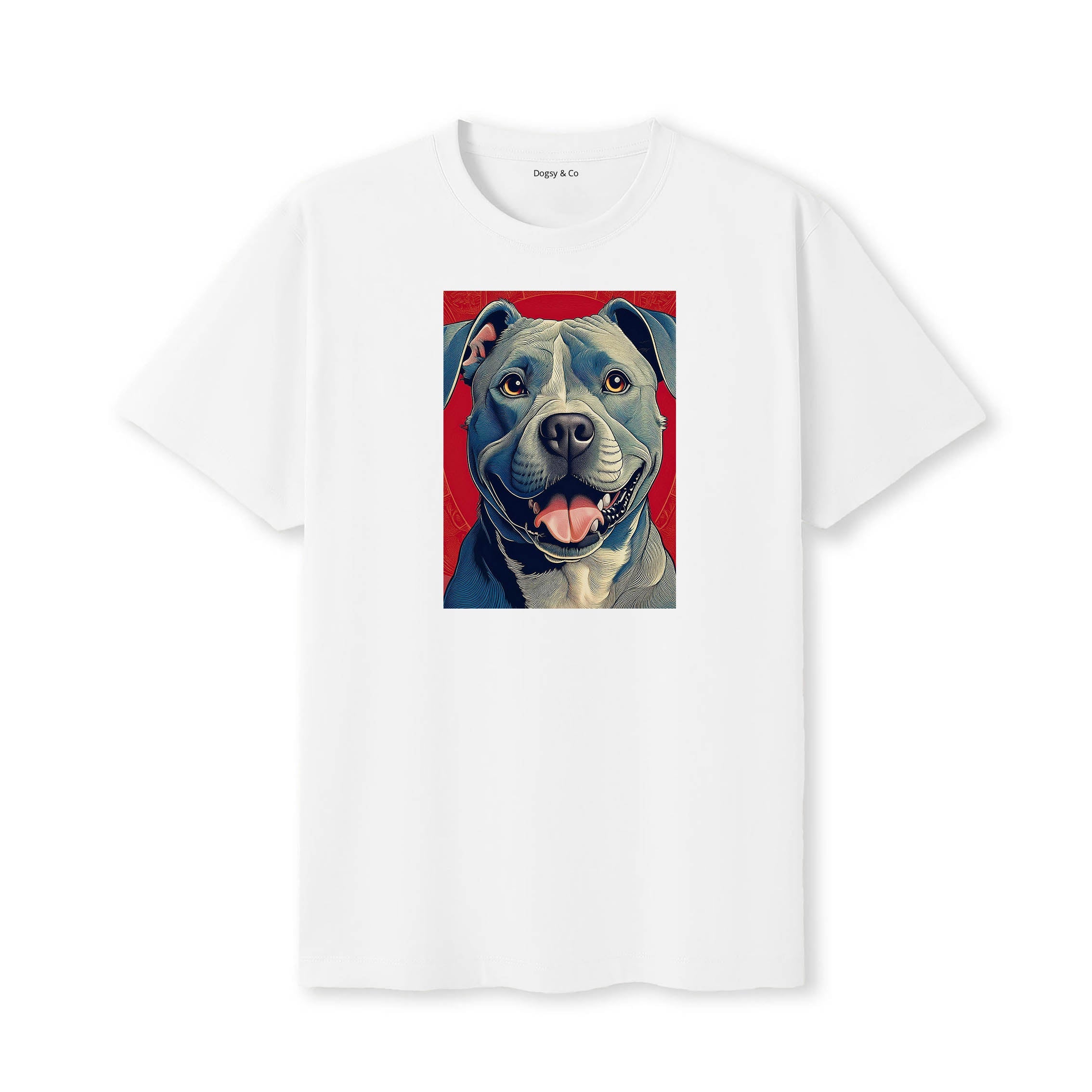 Staffordshire Bull Terrier Hokusai Dog Portrait T-Shirt V6 White