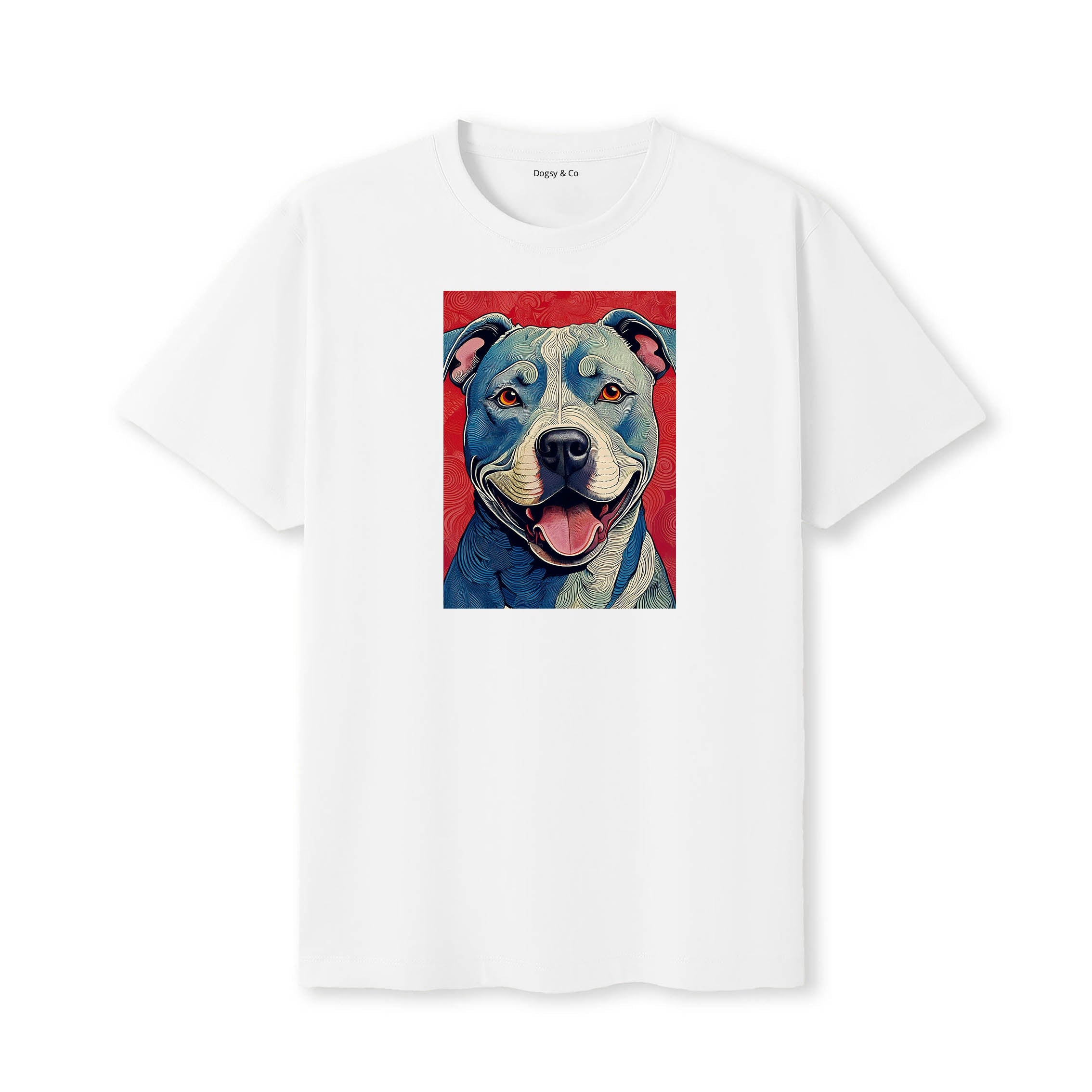 Staffordshire Bull Terrier Hokusai Dog Portrait T-Shirt White