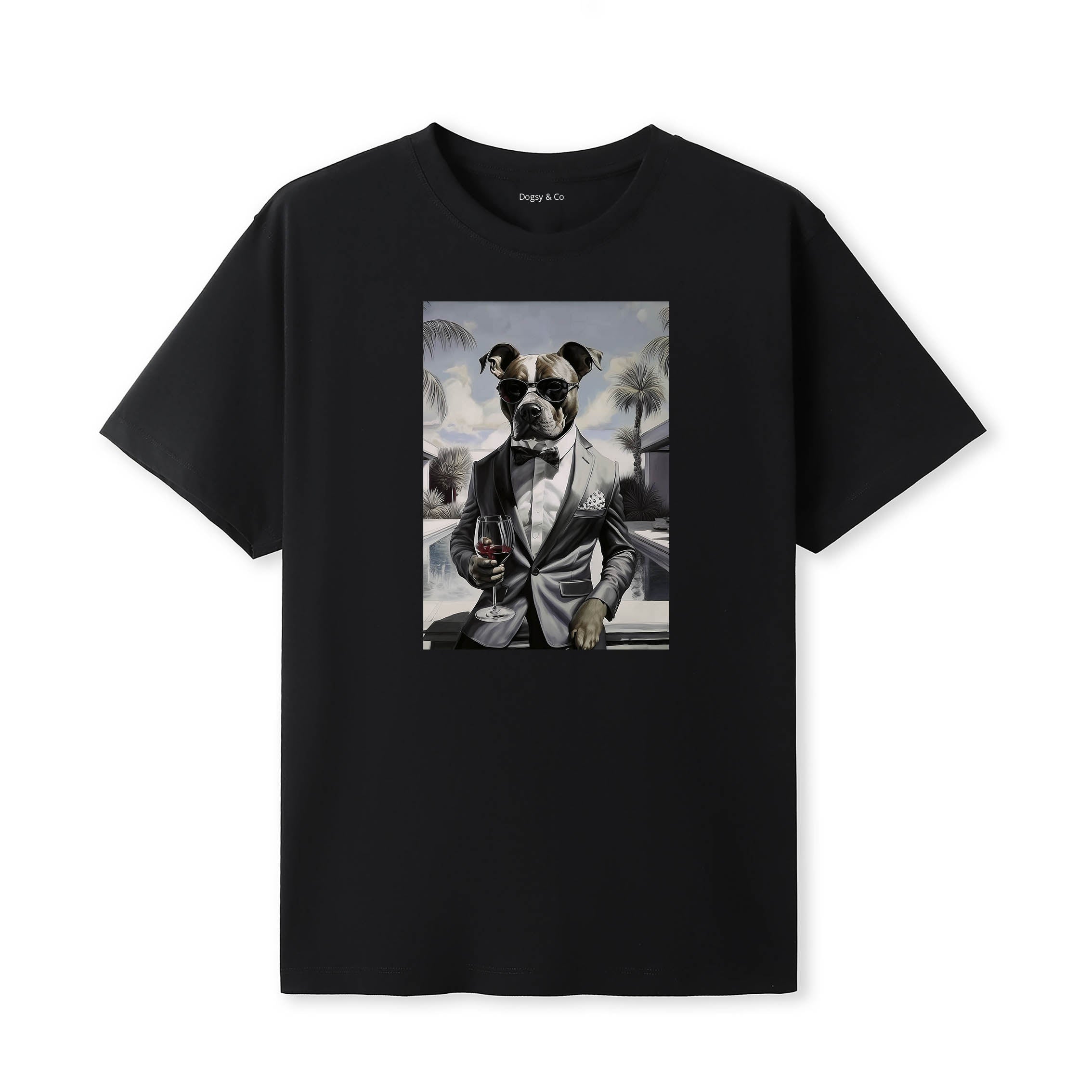 Staffordshire Bull Terrier distinguished gentleman dog t-shirt - black
