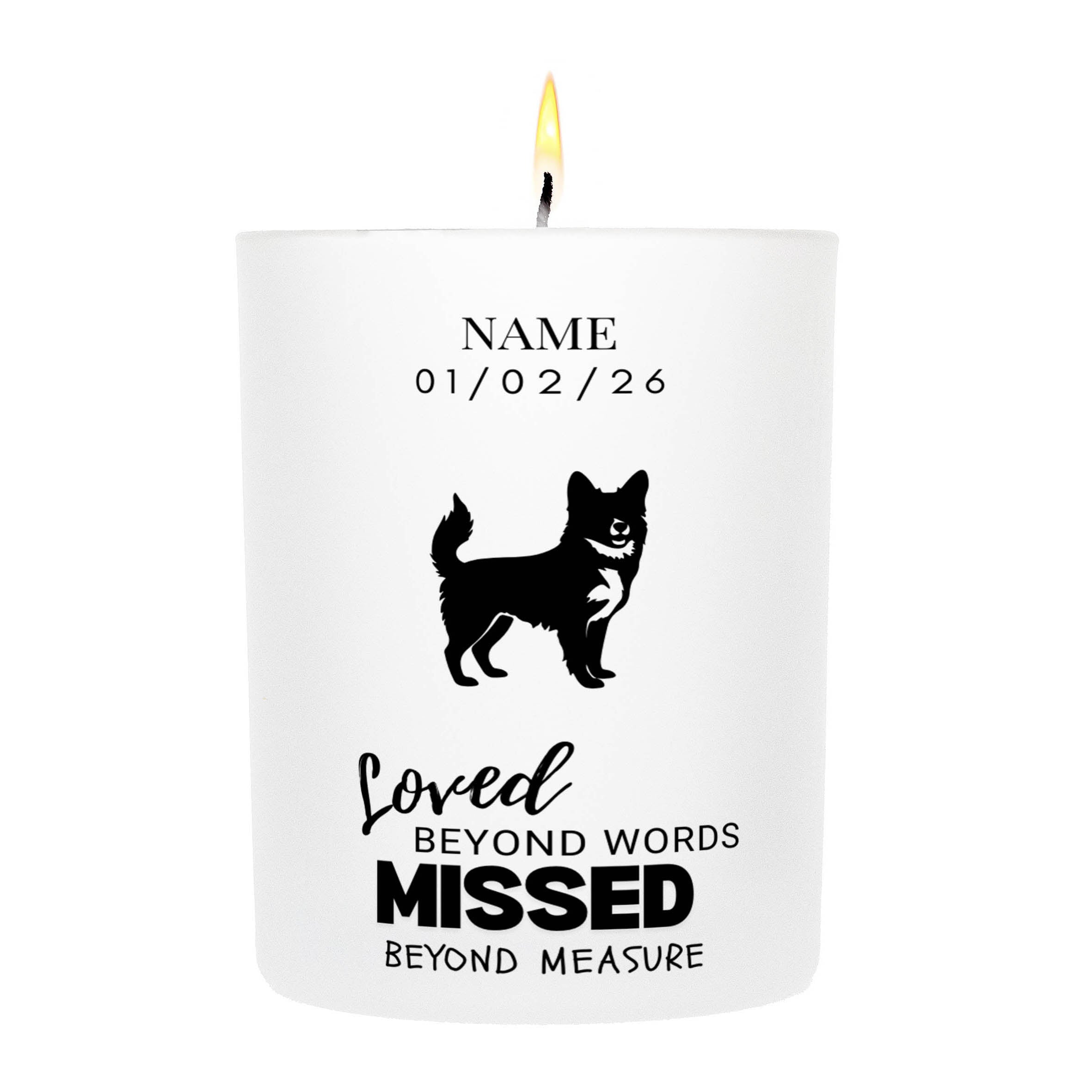 Swedish Vallhund – Loved Beyond Words, Missed Beyond Measure Custom Candle