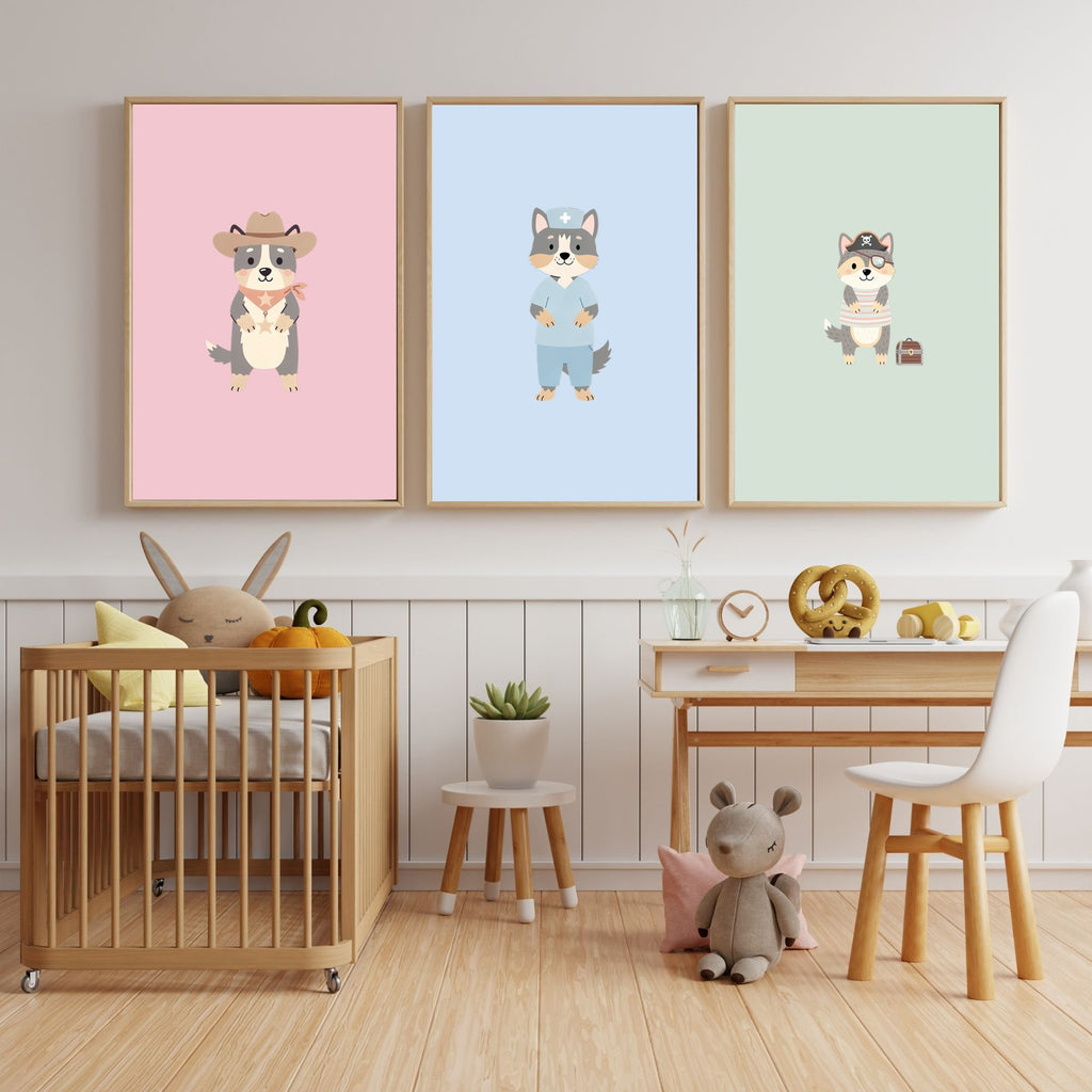Swedish Vallhund Kids Nursery Wall Art Print Bundle — 22 Dog Costume Designs, 5 Colours, 6 Print Sizes | Digital Download