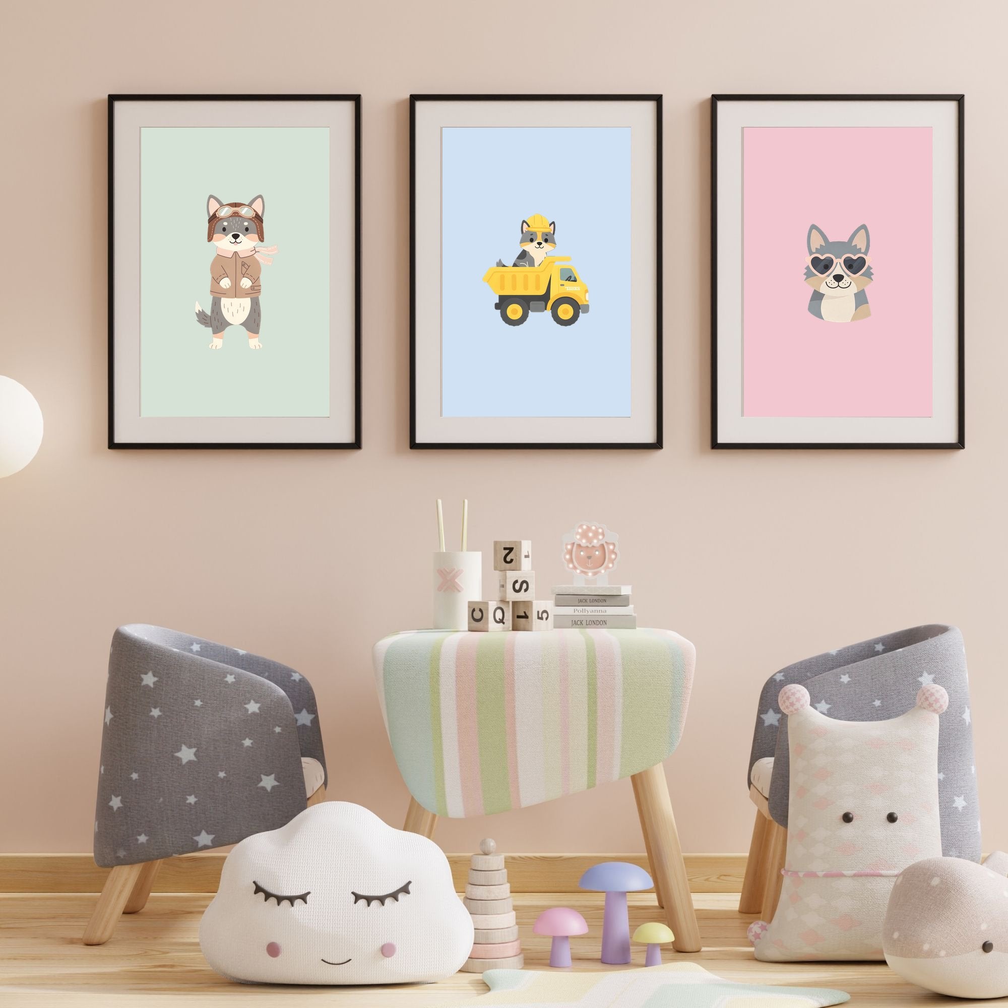 Swedish Vallhund Kids Nursery Wall Art Print Bundle — 22 Dog Costume Designs, 5 Colours, 6 Print Sizes | Digital Download