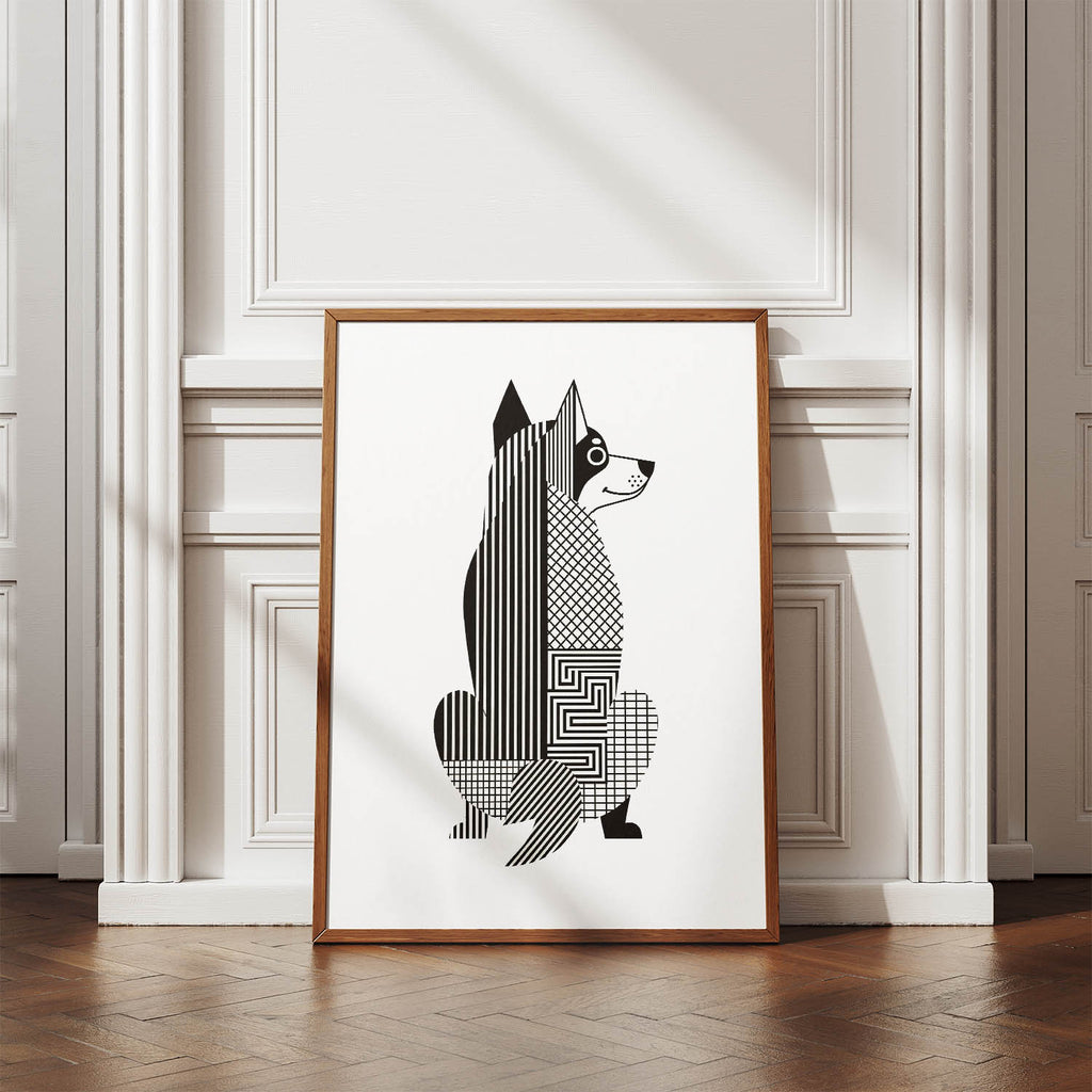 Swedish Vallhund Geometric Line Art mockup