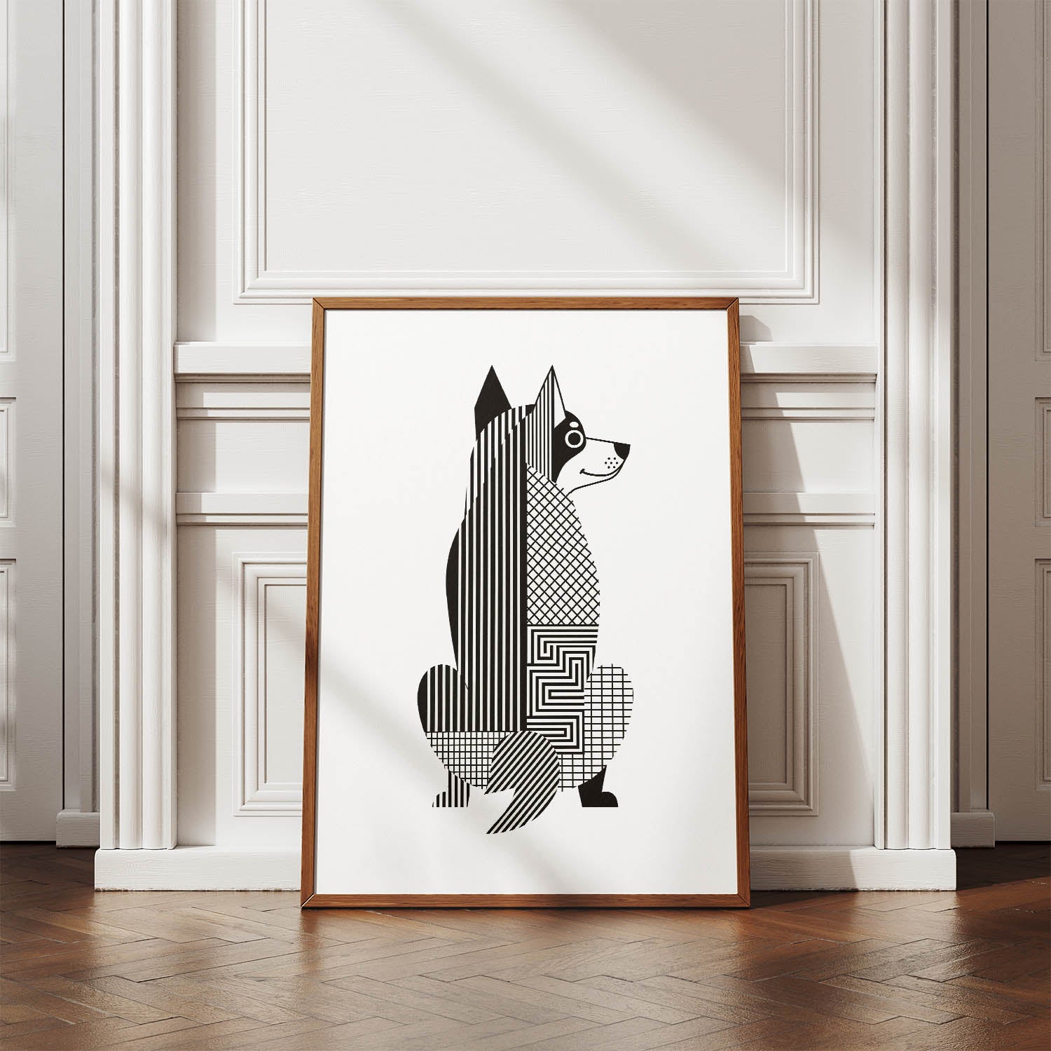 Swedish Vallhund Geometric Line Art mockup