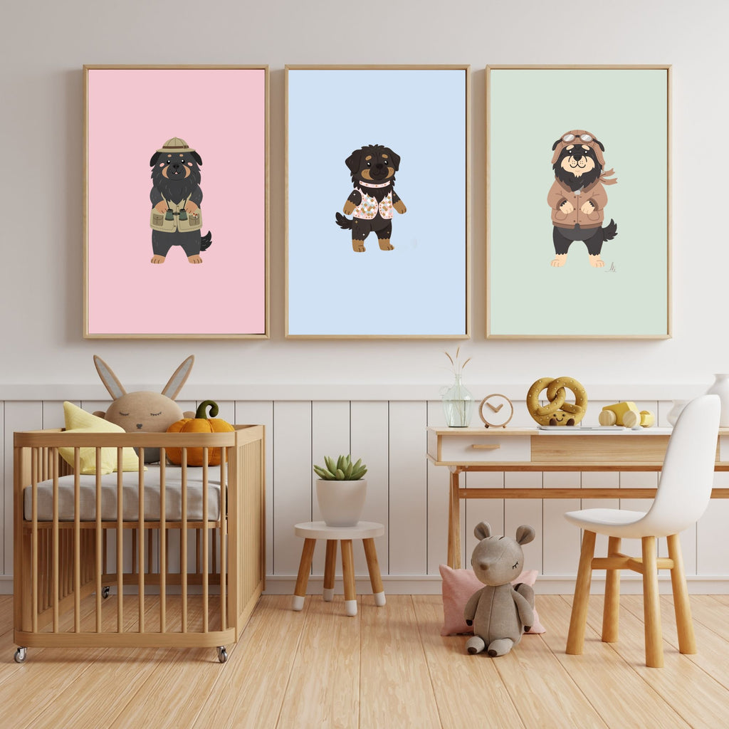 Tibetan Mastiff Kids Nursery Wall Art Print Bundle — 22 Dog Costume Designs, 5 Colours, 6 Print Sizes | Digital Download