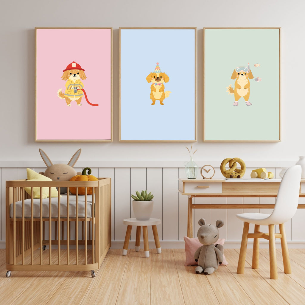 Tibetan Spaniel Kids Nursery Wall Art Print Bundle — 22 Dog Costume Designs, 5 Colours, 6 Print Sizes | Digital Download