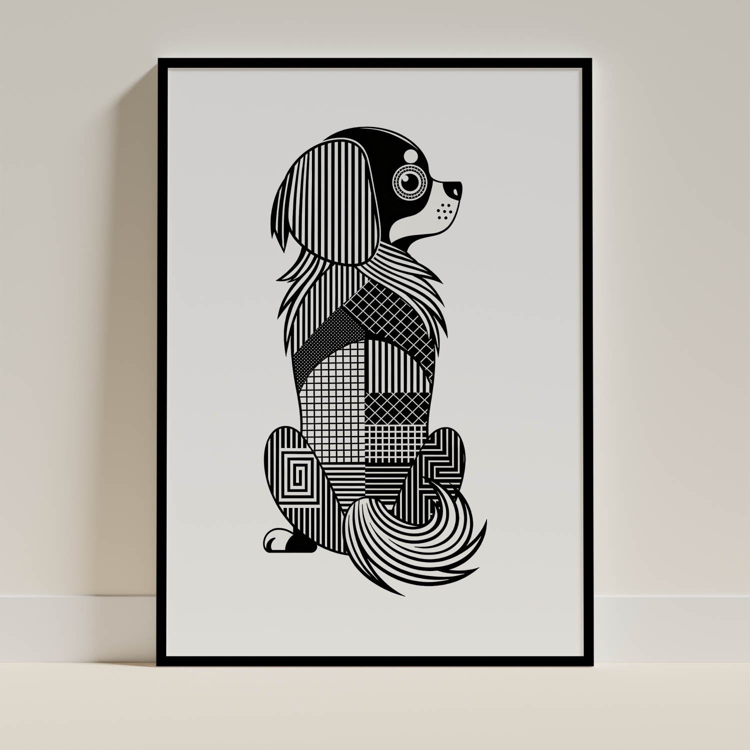 Tibetan Spaniel Geometric Line Art mockup