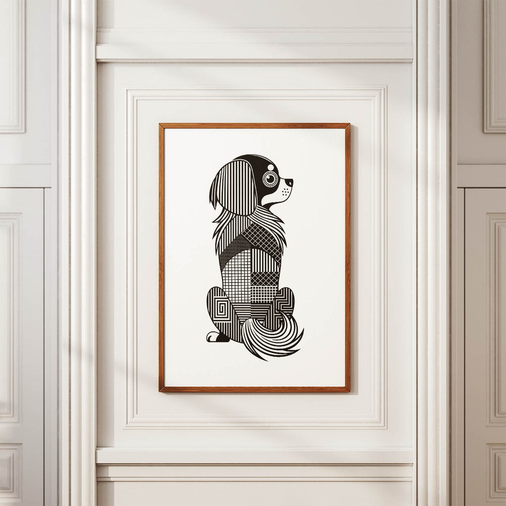 Tibetan Spaniel Geometric Line Art mockup