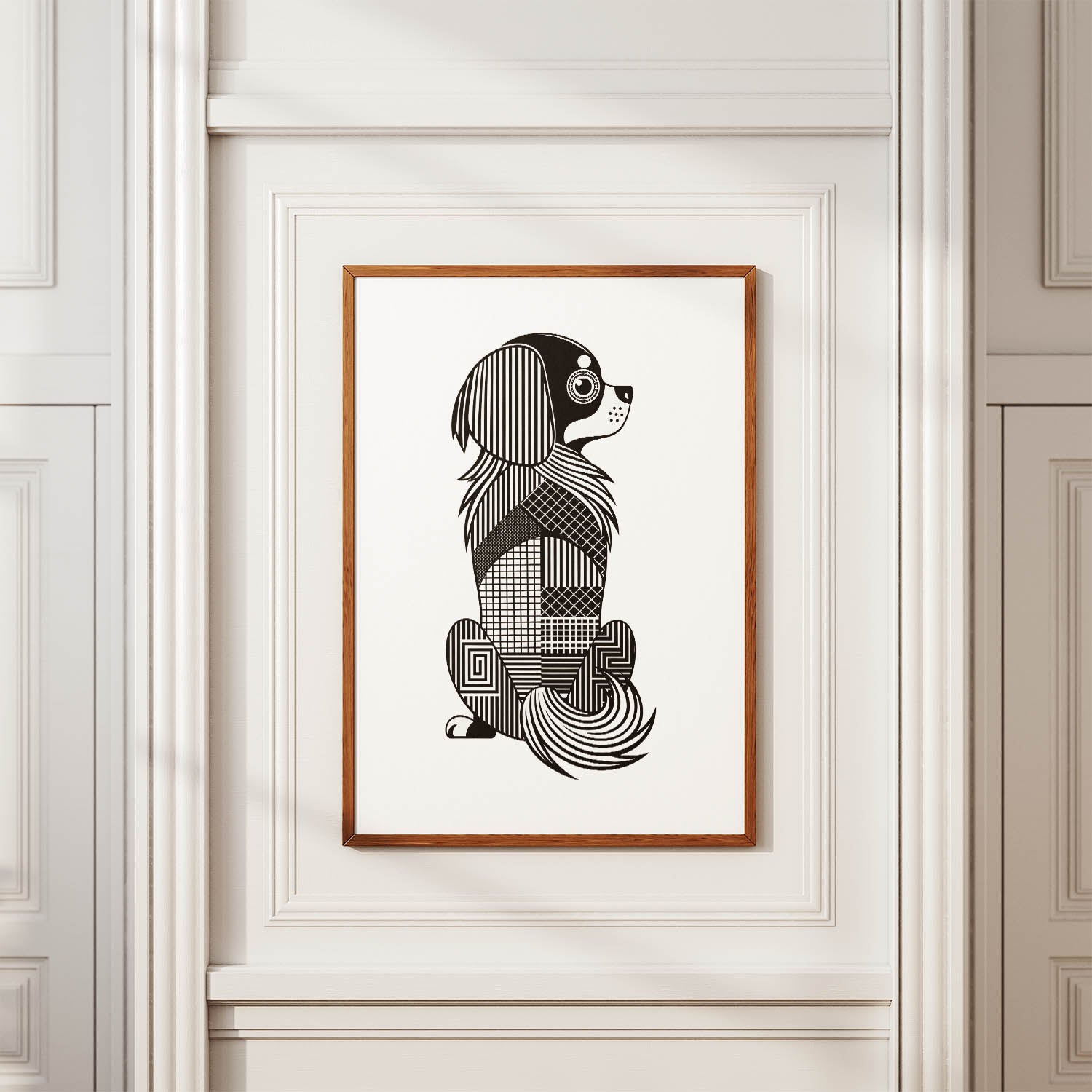 Tibetan Spaniel Geometric Line Art mockup