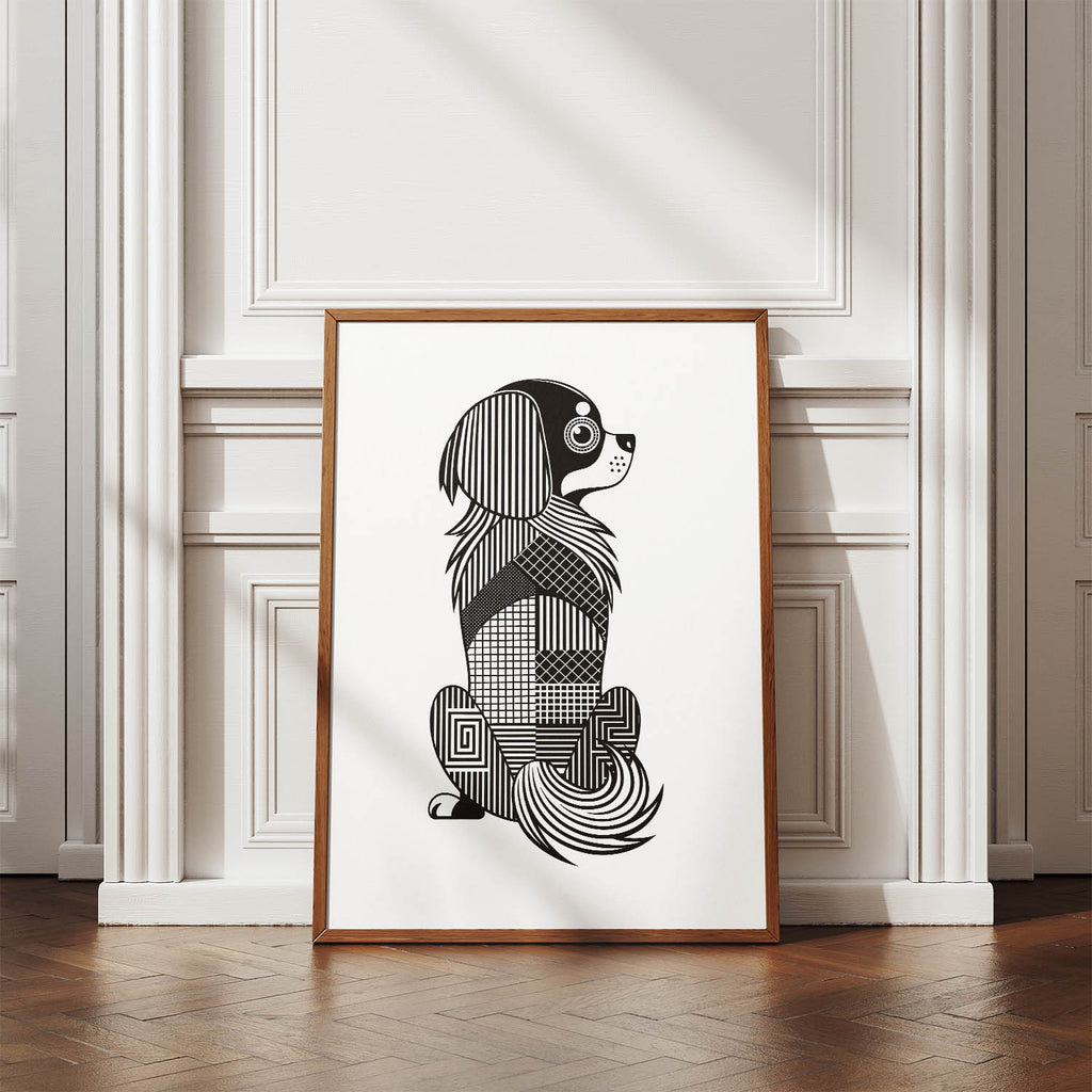 Tibetan Spaniel Geometric Line Art mockup