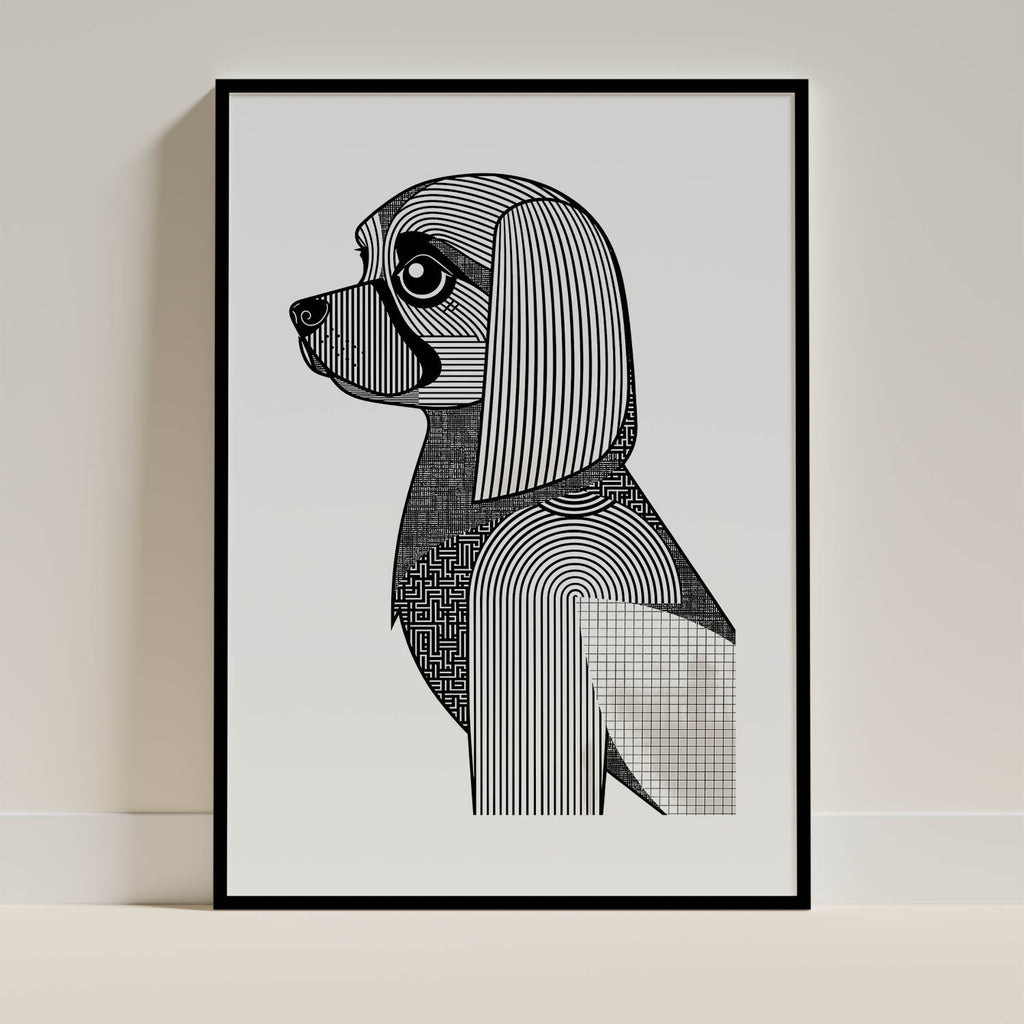 Tibetan Spaniel Geometric Line Art mockup