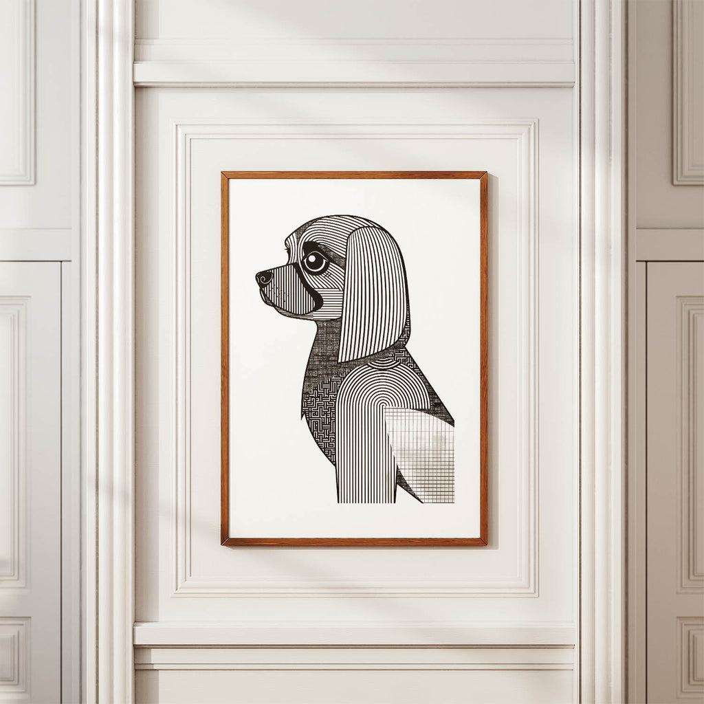 Tibetan Spaniel Geometric Line Art mockup