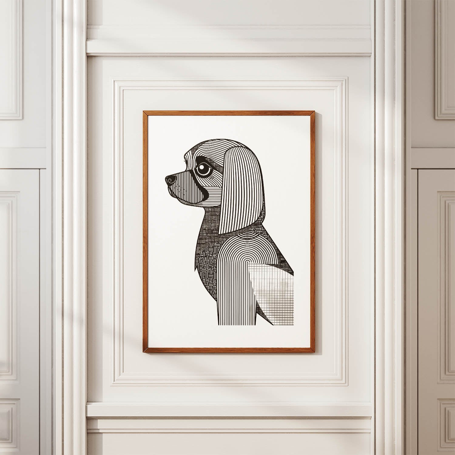 Tibetan Spaniel Geometric Line Art mockup