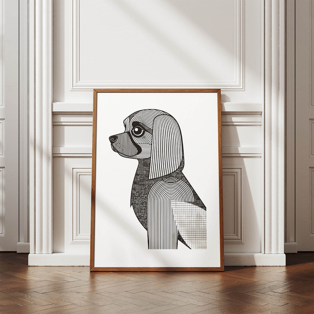 Tibetan Spaniel Geometric Line Art mockup