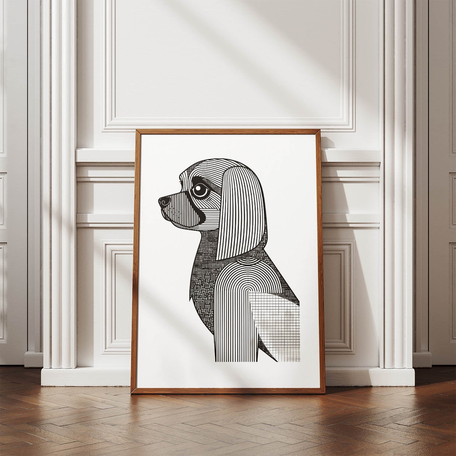 Tibetan Spaniel Geometric Line Art mockup