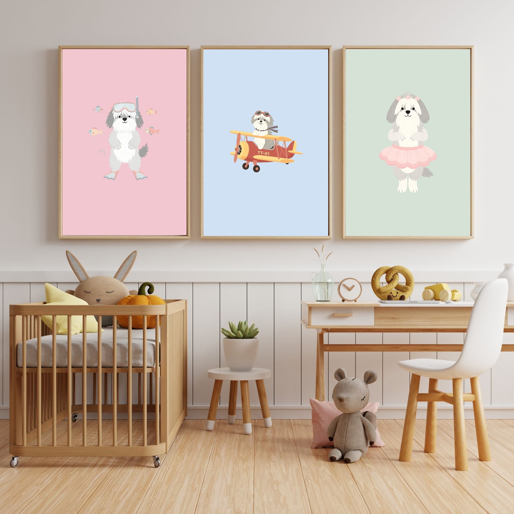 Tibetan Terrier Kids Nursery Wall Art Print Bundle — 22 Dog Costume Designs, 5 Colours, 6 Print Sizes | Digital Download