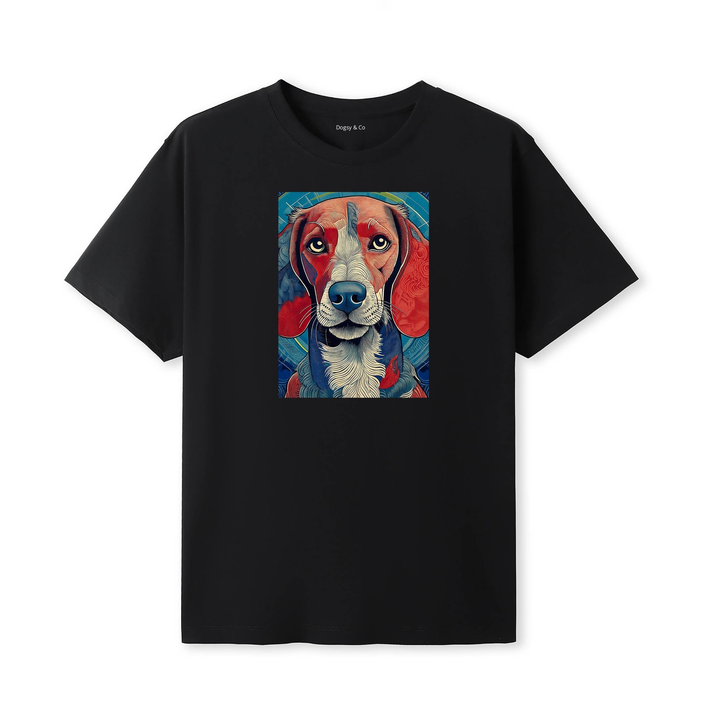 Vizsla Hokusai Dog Portrait T-Shirt Black