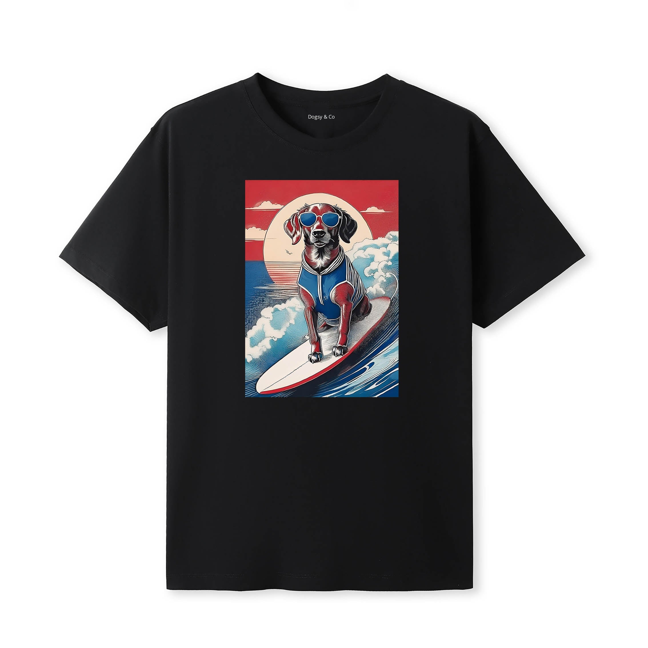 Vizsla Surfer Hokusai Dogs T-Shirt Artwork