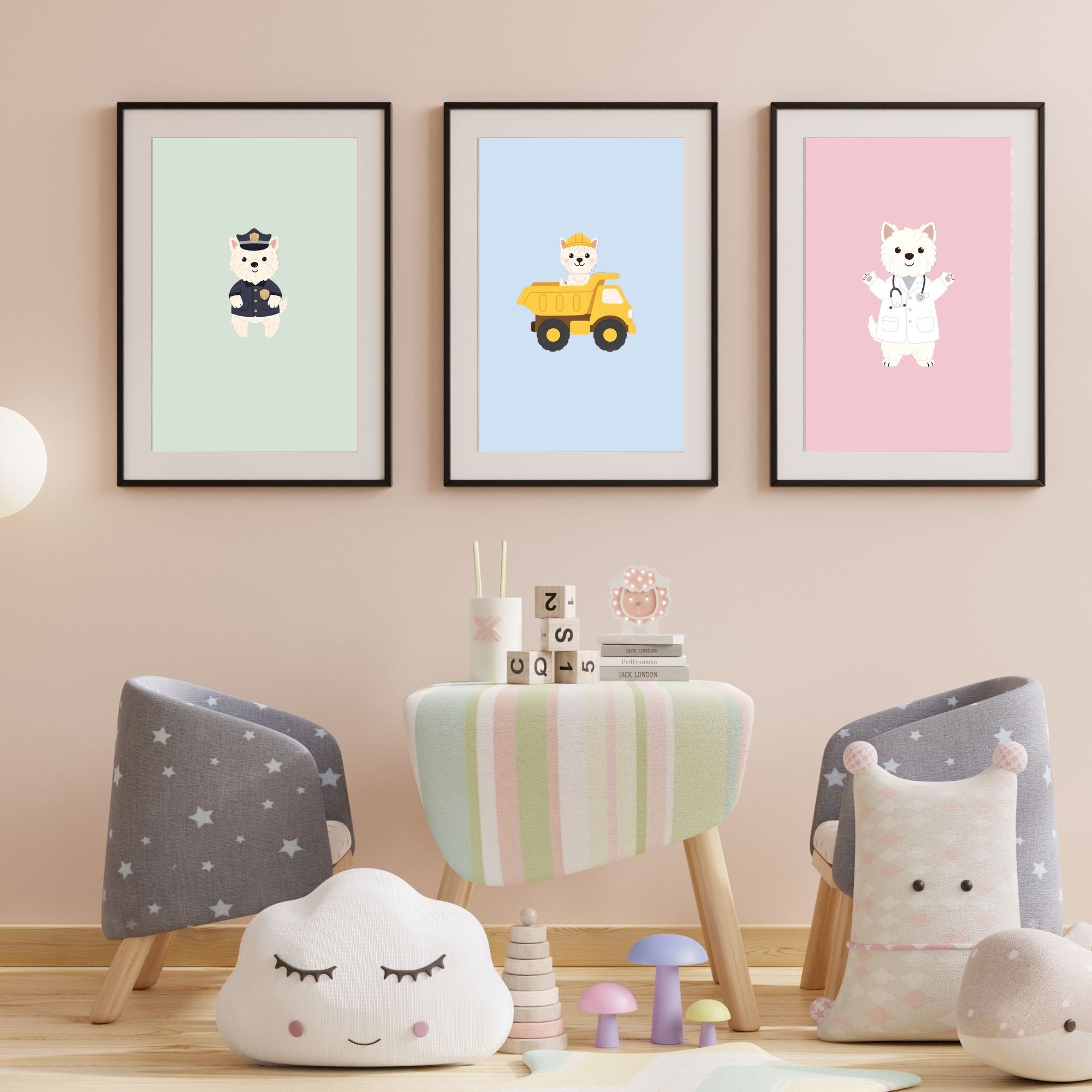 West Highland White Terrier Kids Nursery Wall Art Print Bundle — 22 Dog Costume Designs, 5 Colours, 6 Print Sizes | Digital Download