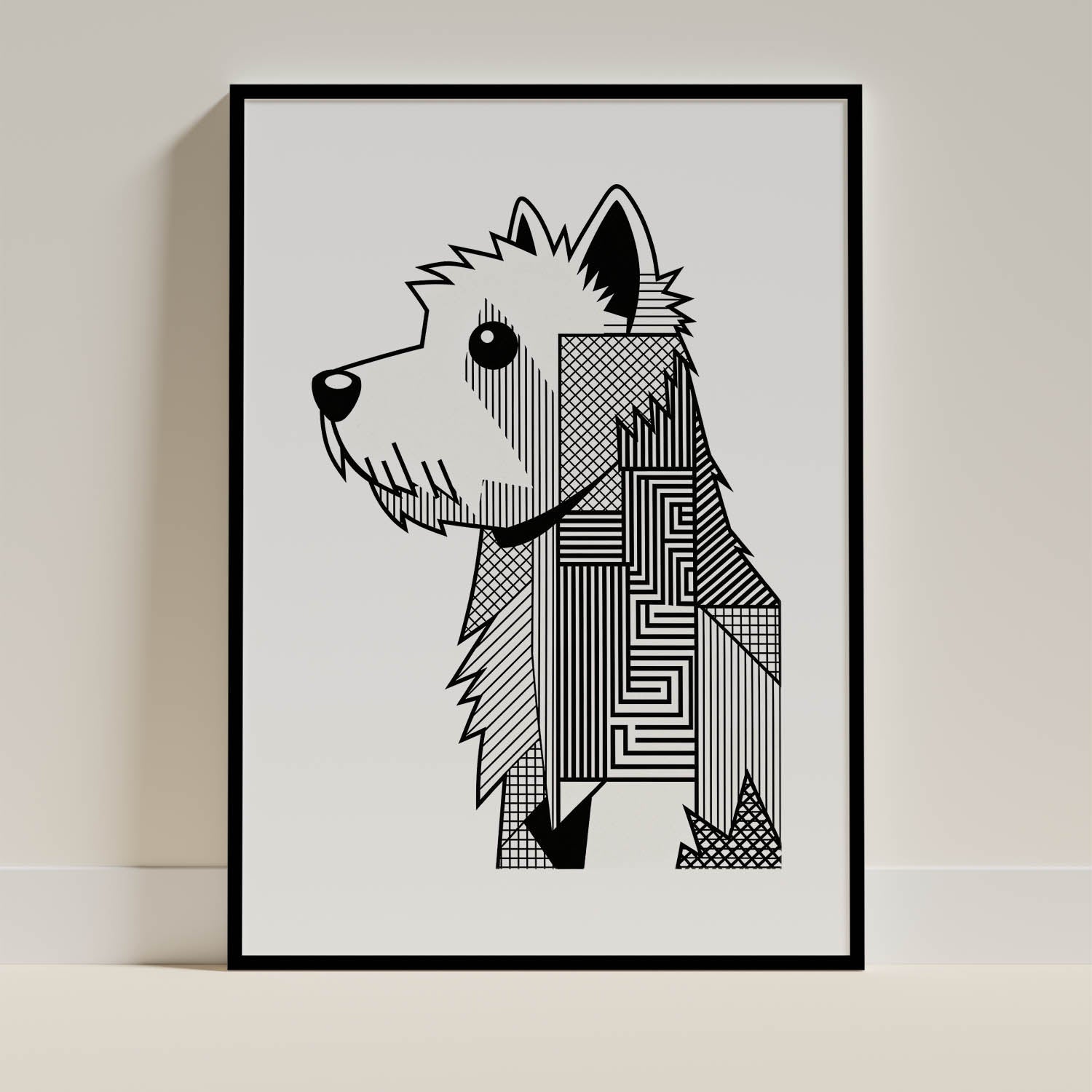 West Highland White Terrier Geometric Line Art mockup