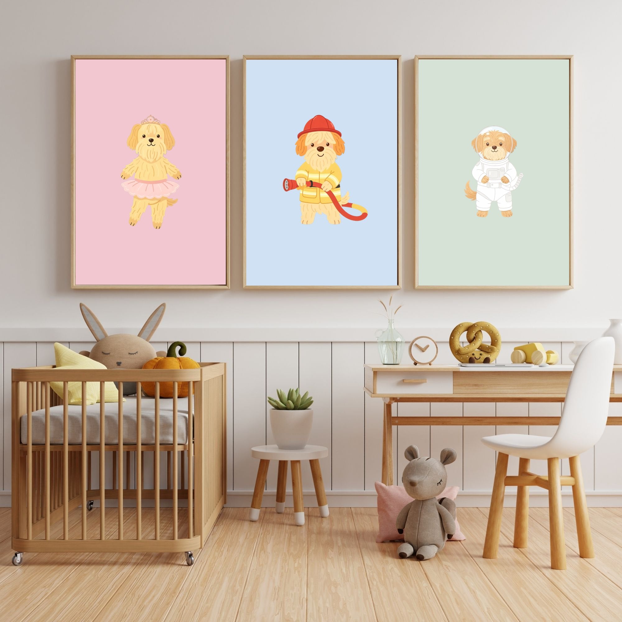 Wheaten Terrier Kids Nursery Wall Art Print Bundle — 22 Dog Costume Designs, 5 Colours, 6 Print Sizes | Digital Download