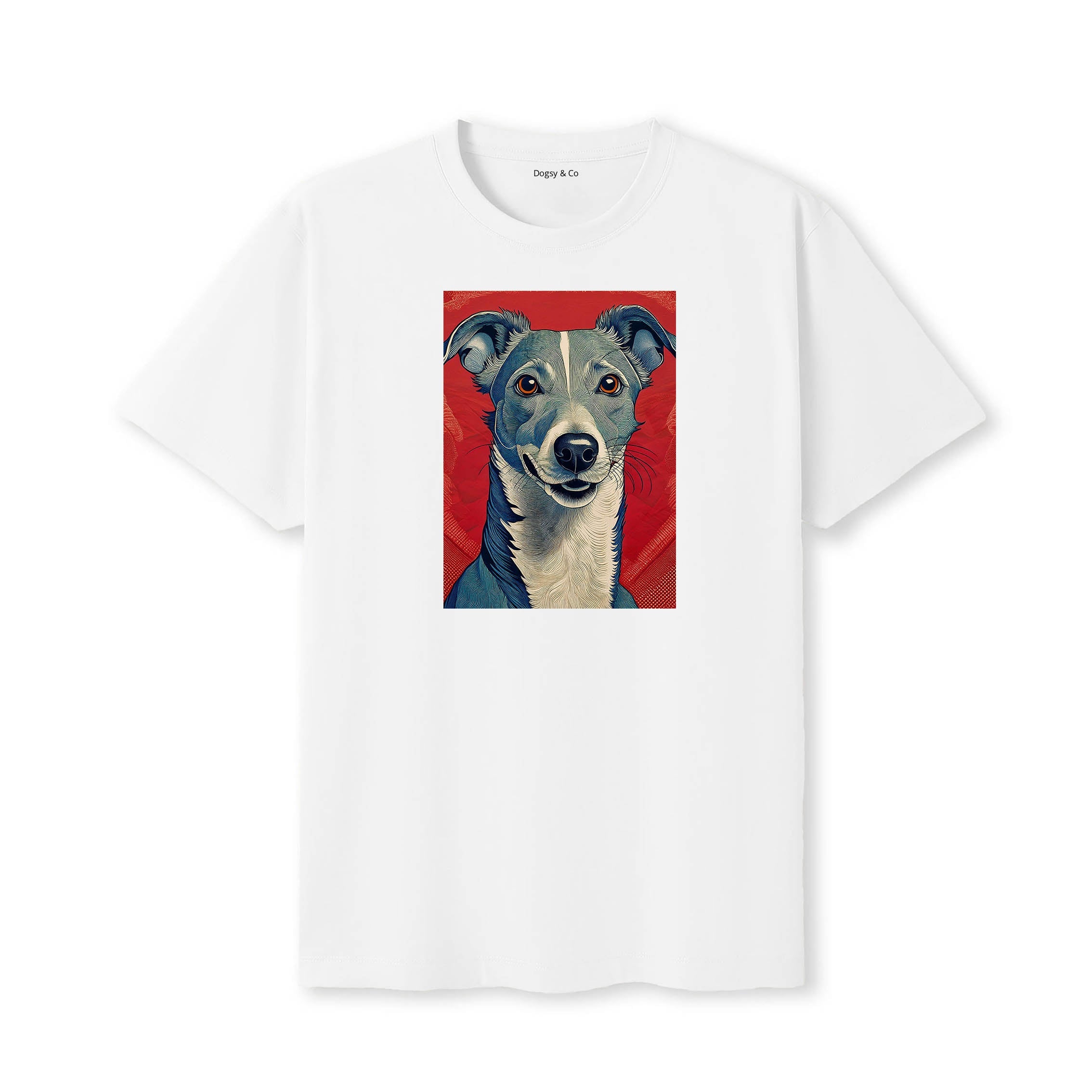 Whippet Hokusai Dog Portrait T-Shirt V1 White