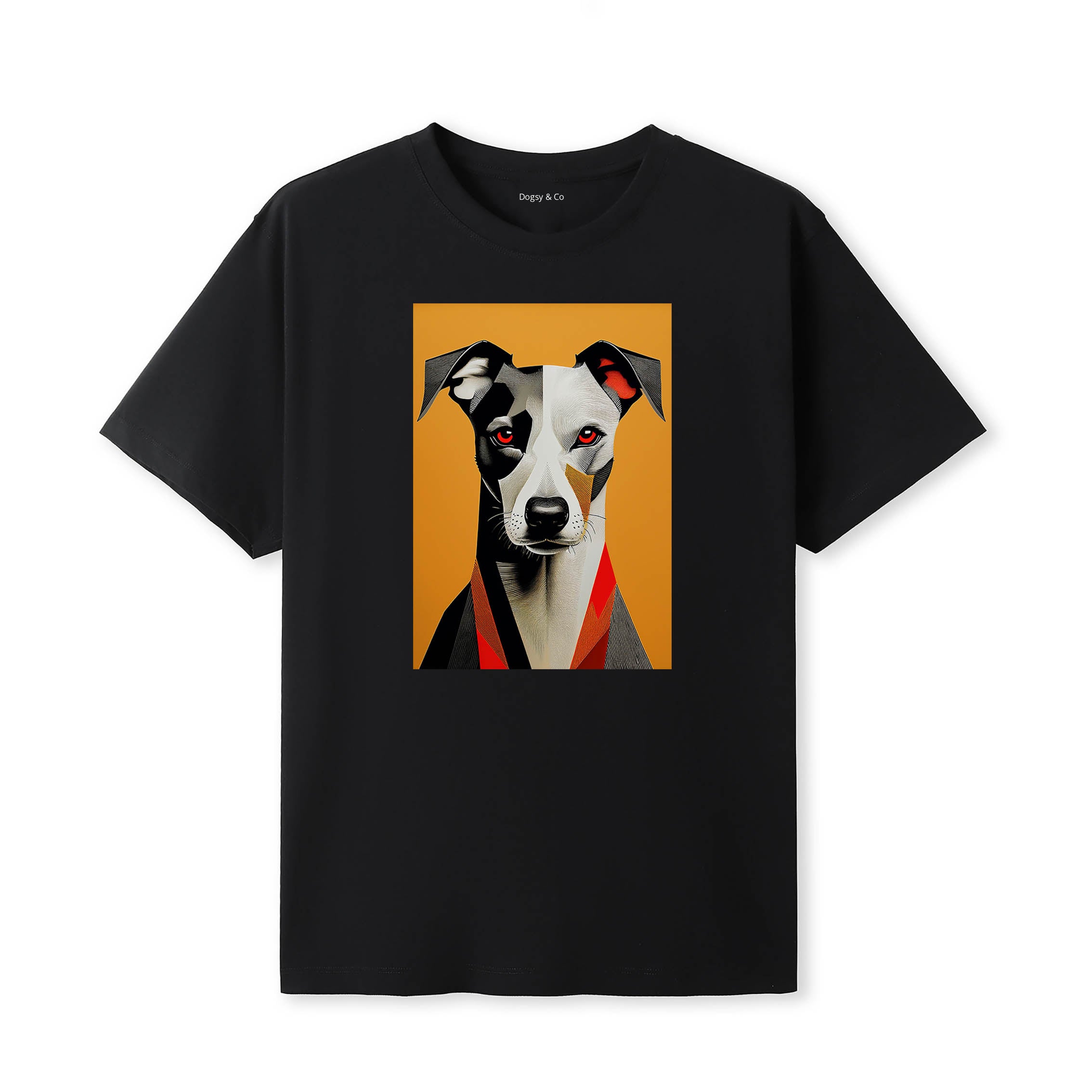 Whippet Retro Geo Orange Dog T-Shirt | Dogsy & Co