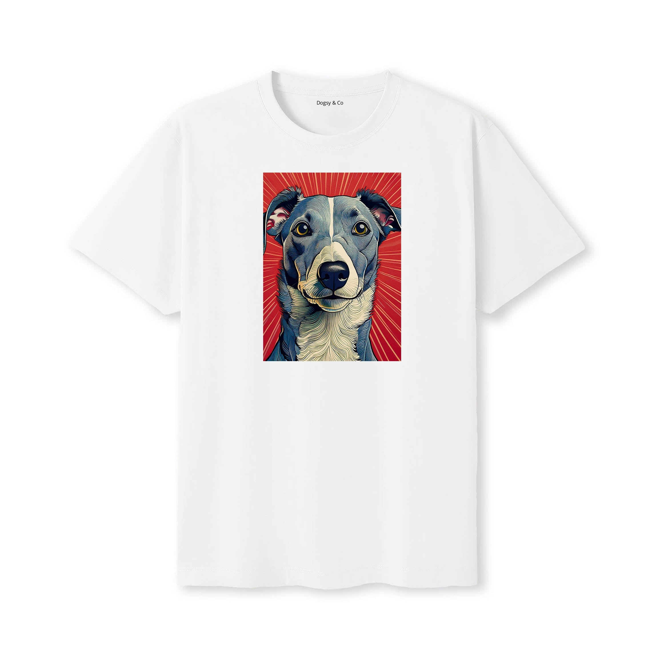 Whippet Hokusai Dog Portrait T-Shirt White
