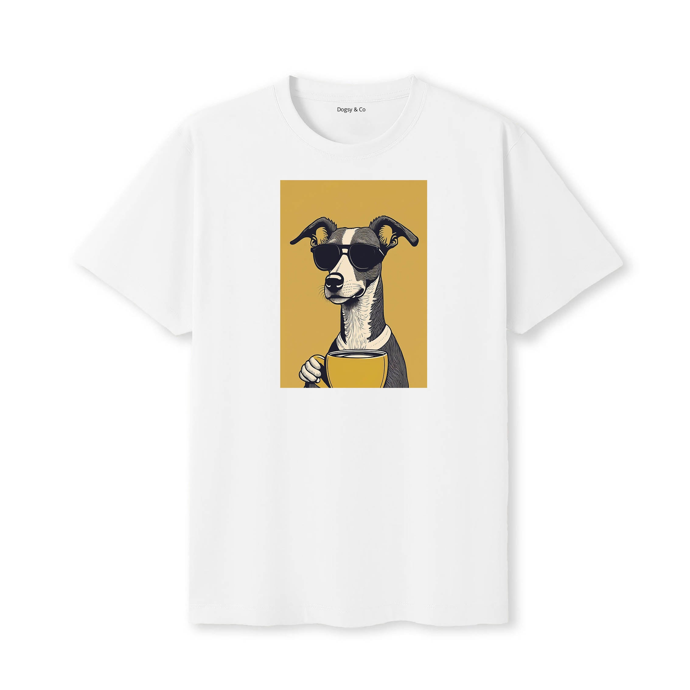 Whippet Coffee Dog T-Shirt White