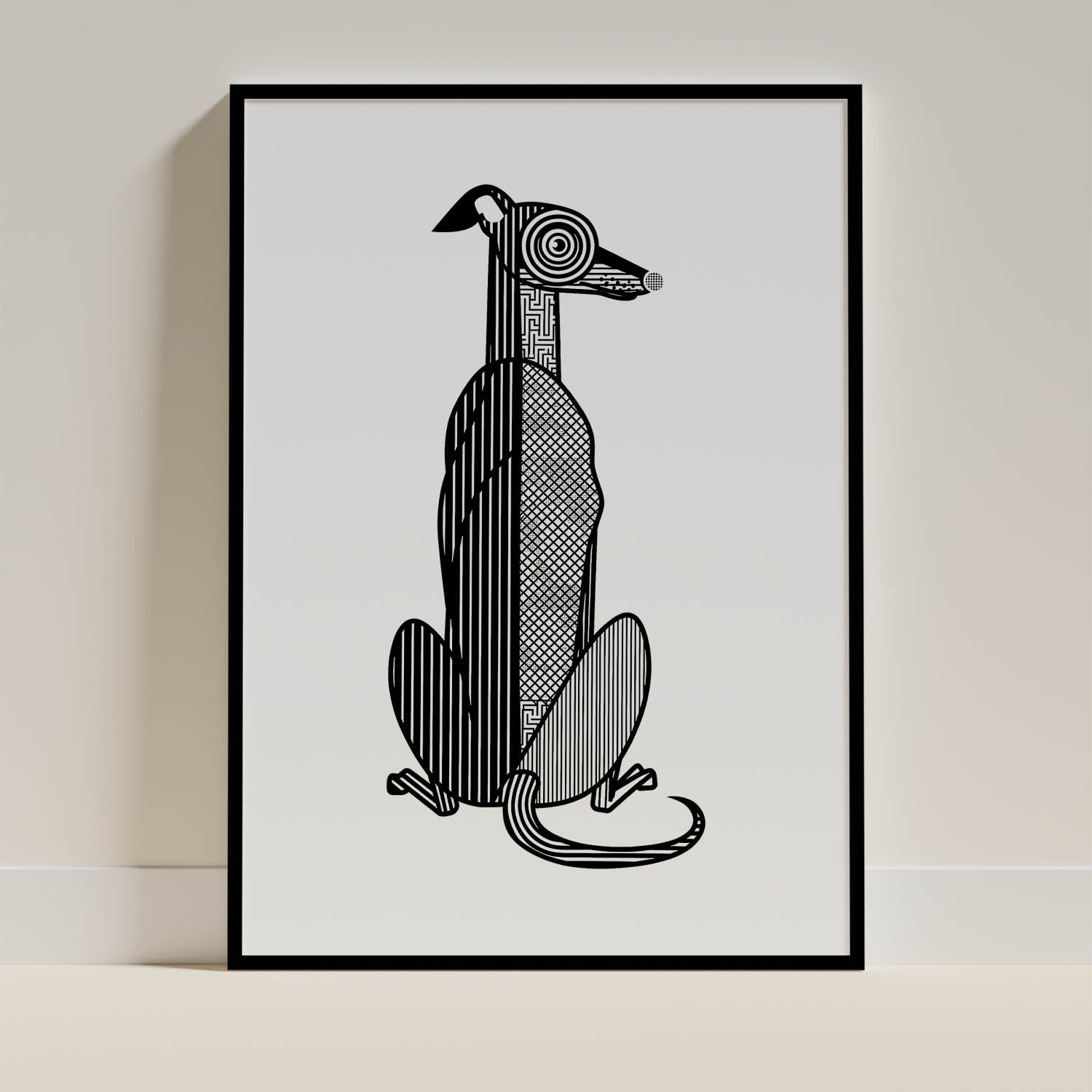 Whippet Geometric Line Art mockup