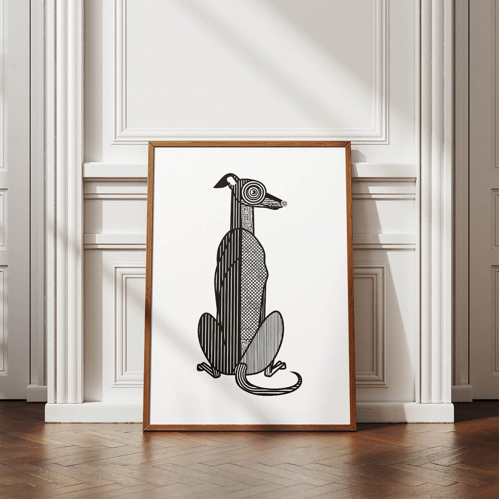 Whippet Geometric Line Art mockup