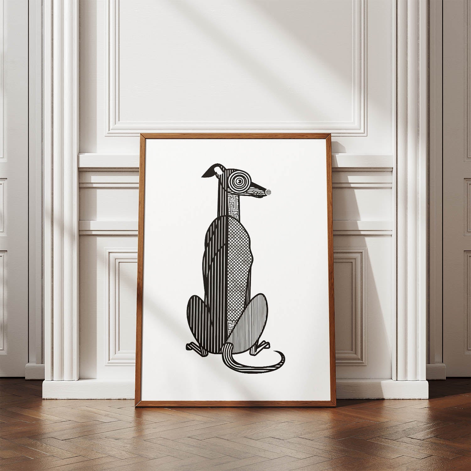 Whippet Geometric Line Art mockup