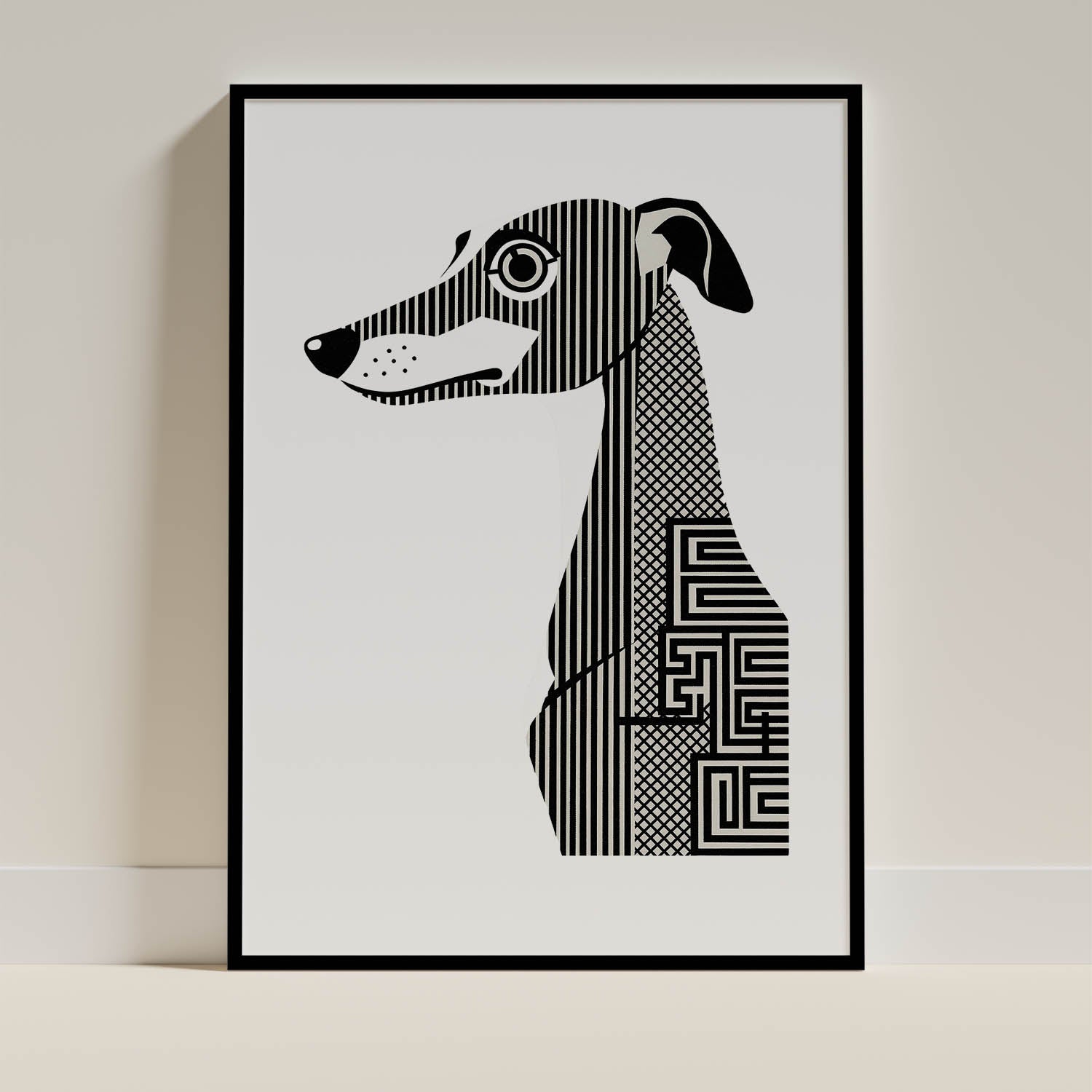Whippet Geometric Line Art mockup