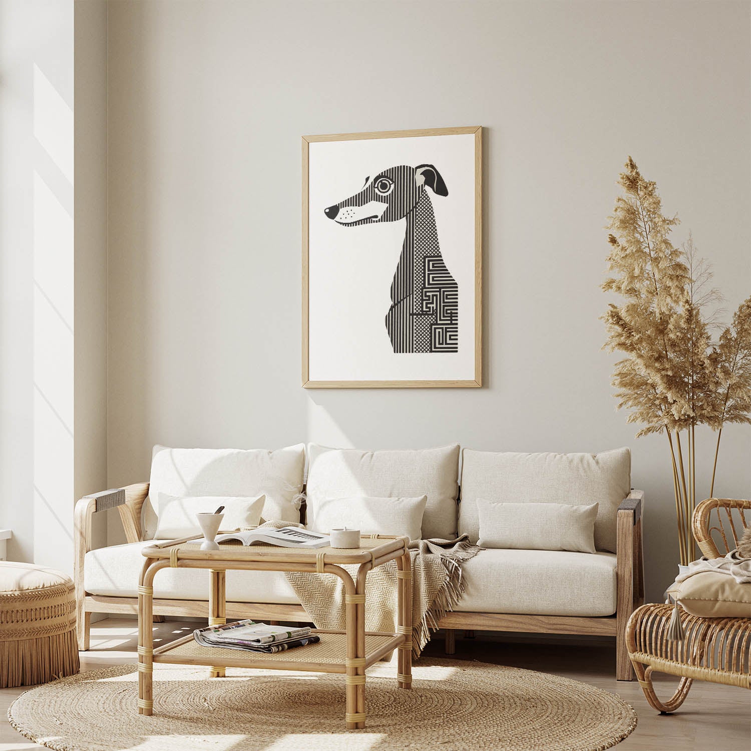 Whippet Geometric Line Art mockup