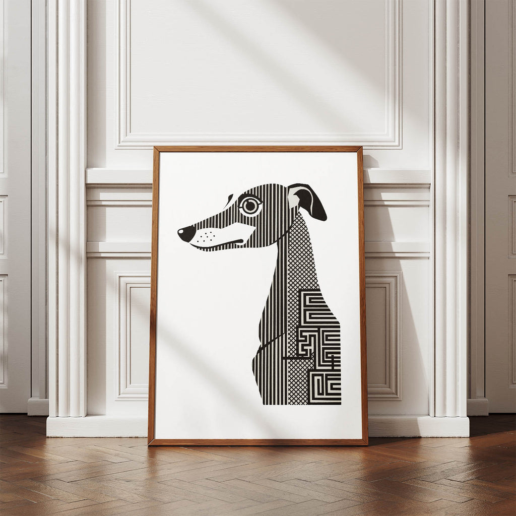 Whippet Geometric Line Art mockup