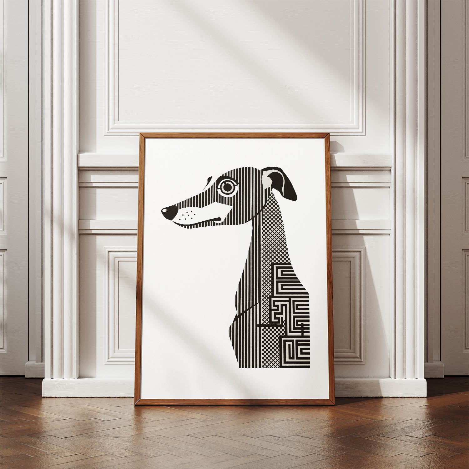 Whippet Geometric Line Art mockup