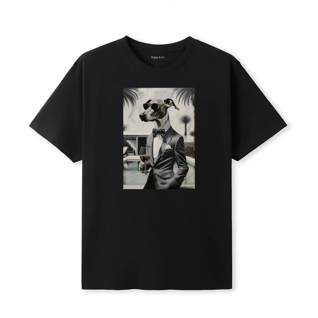 Whippet distinguished gentleman dog t-shirt - black