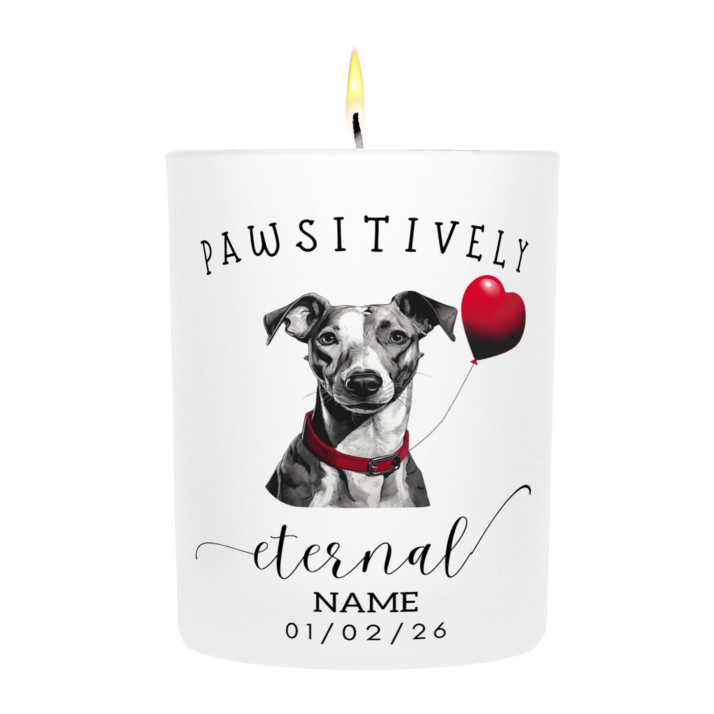 Whippet In Memory Custom Pawsitively Eternal Candle White