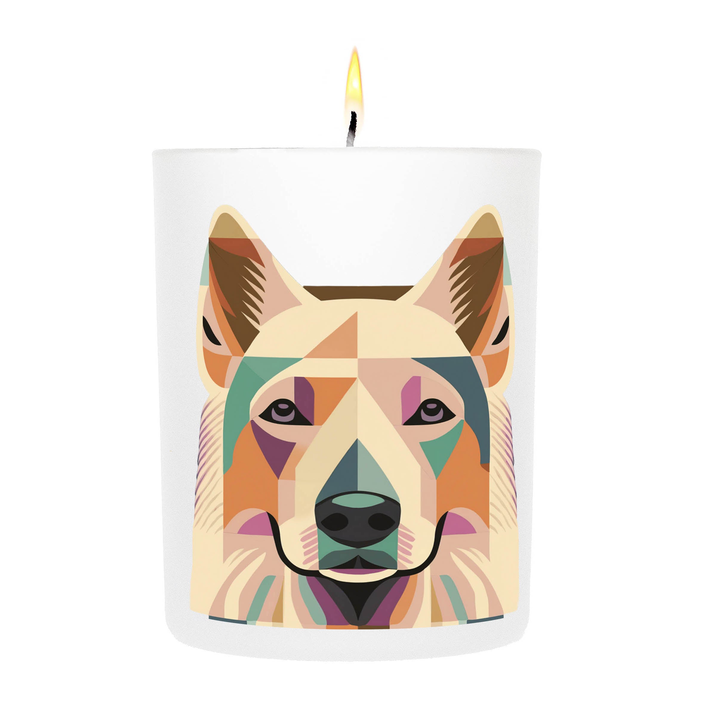 White Swiss Shepherd Graphic Bold Dog Candle