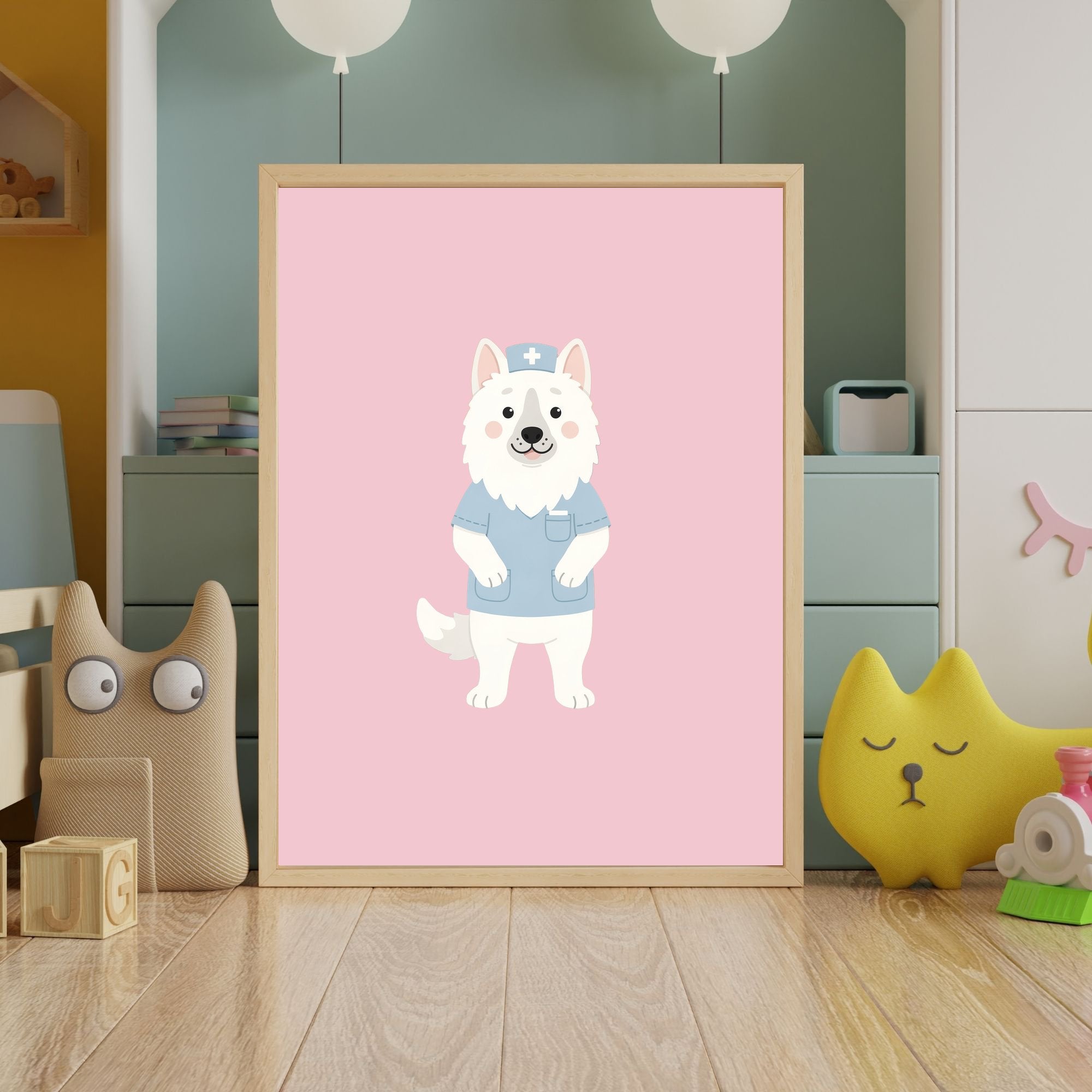 White Swiss Shepherd Kids Nursery Wall Art Print Bundle — 22 Dog Costume Designs, 5 Colours, 6 Print Sizes | Digital Download
