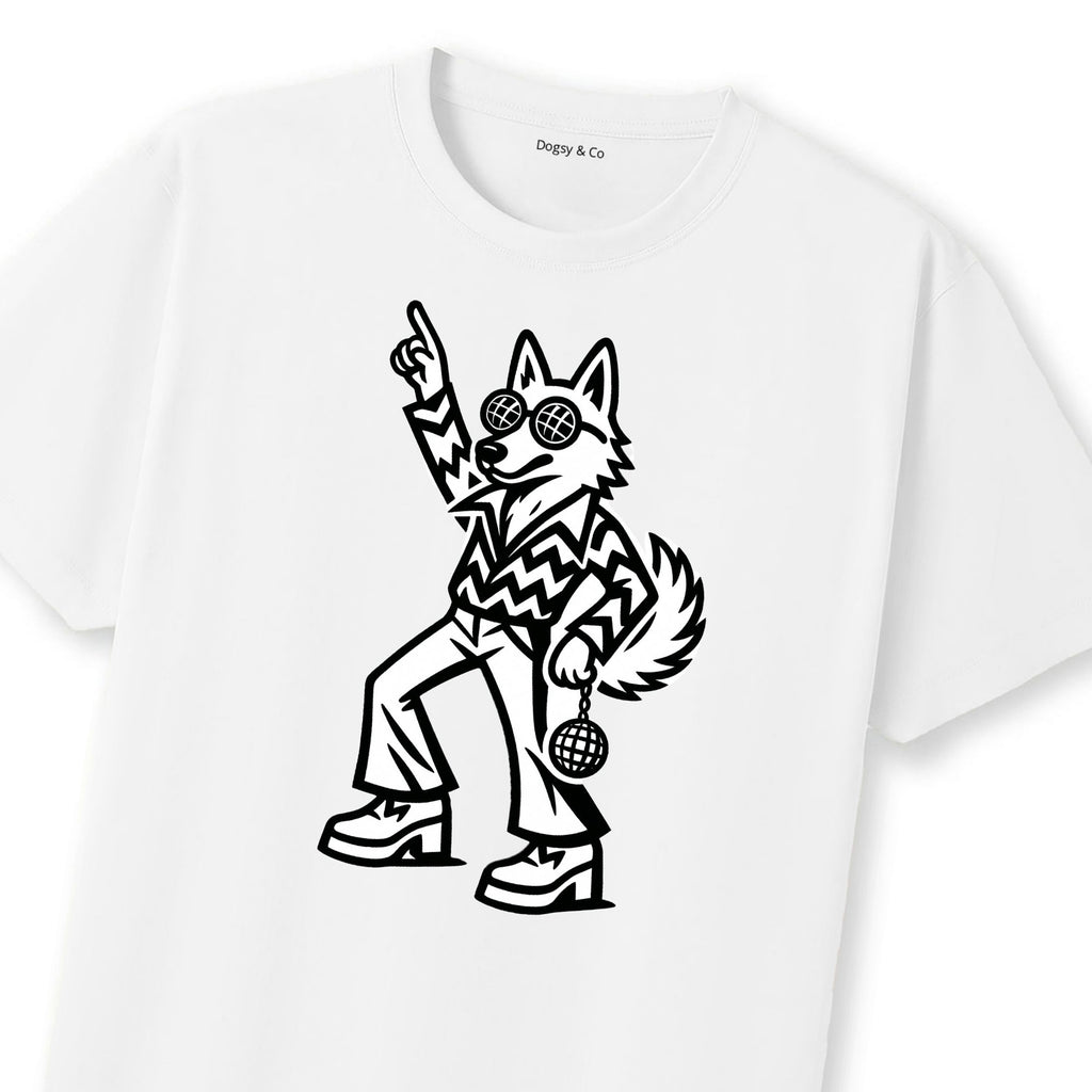 White Swiss Shepherd Disco Doggo T-Shirt | Dogsy & Co