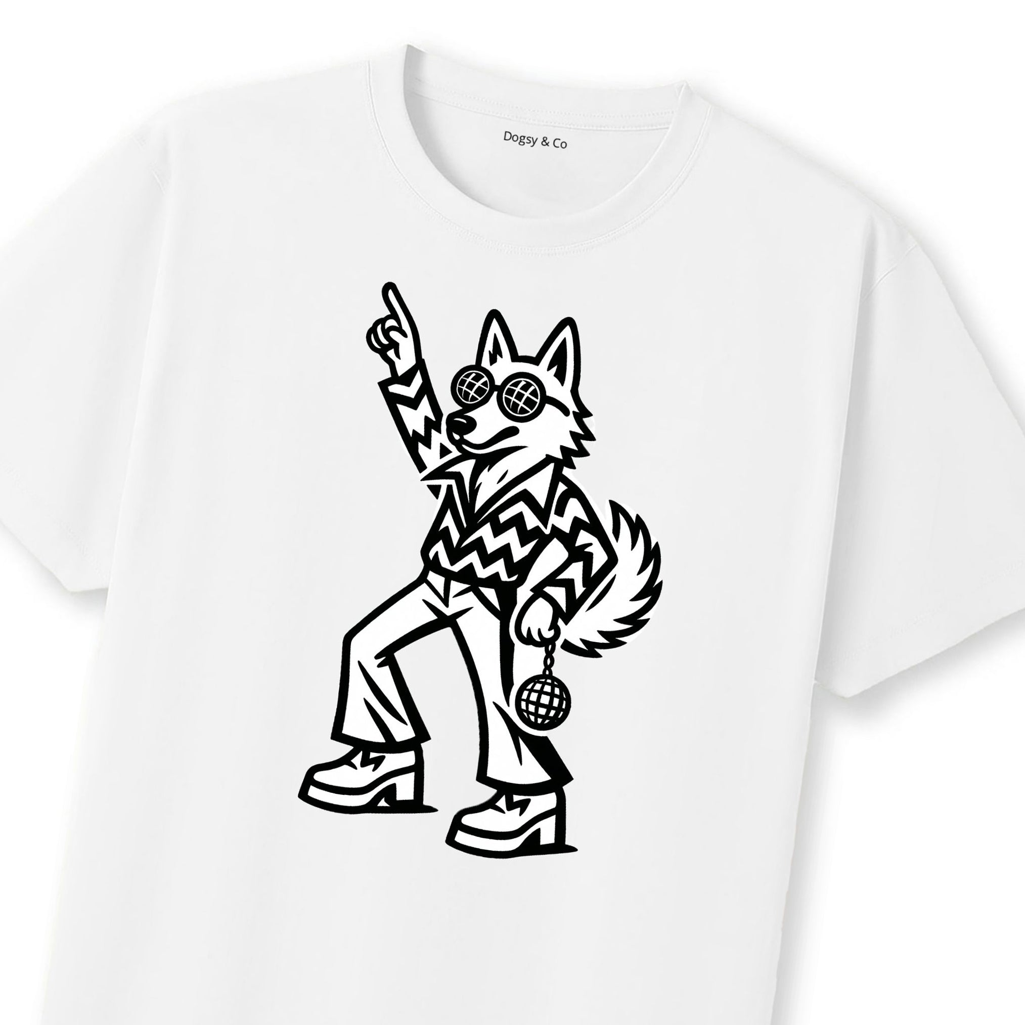 White Swiss Shepherd Disco Doggo T-Shirt | Dogsy & Co